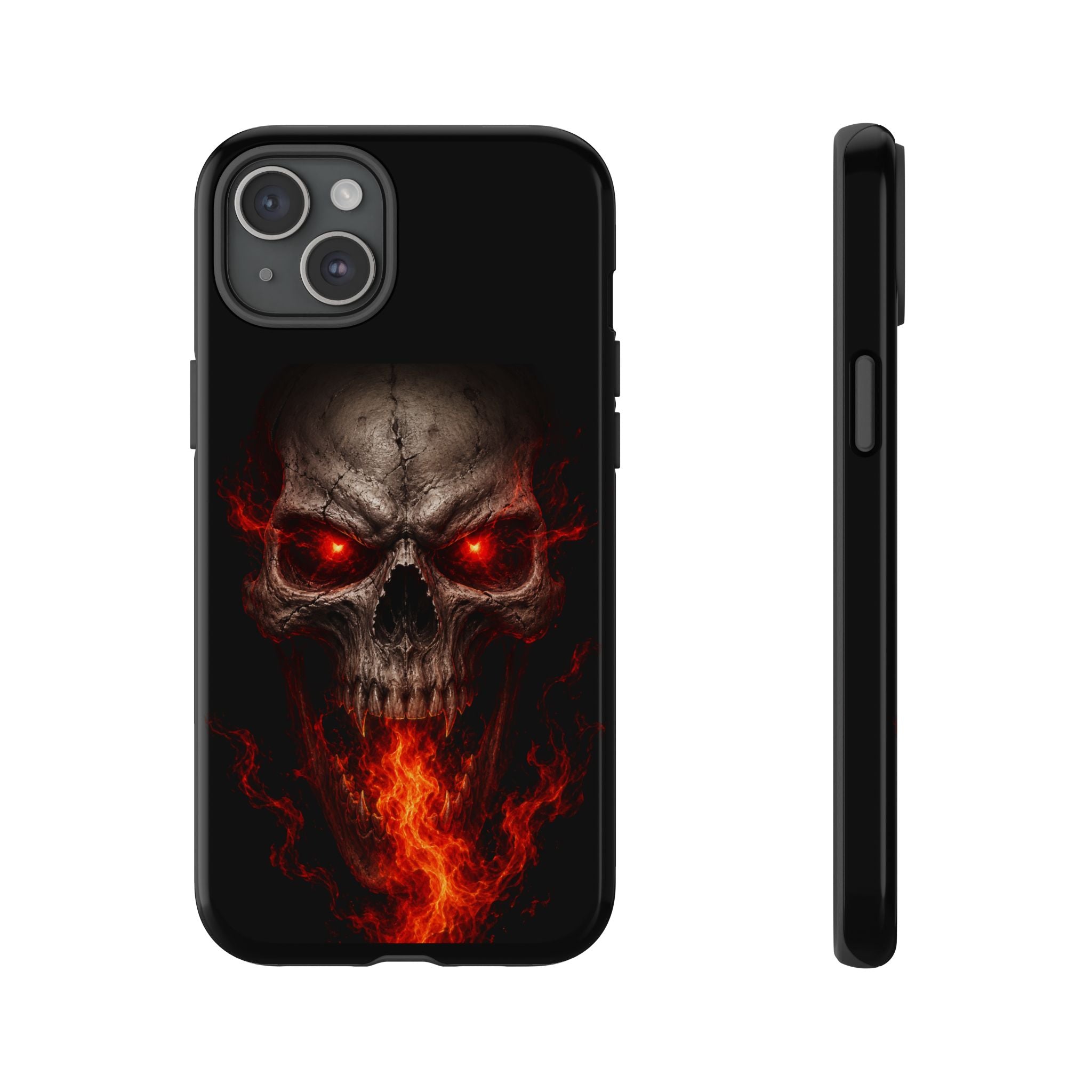 Flaming Skull Tough Case — Heavy-Duty Phone Case with Red-Eye Skull Design