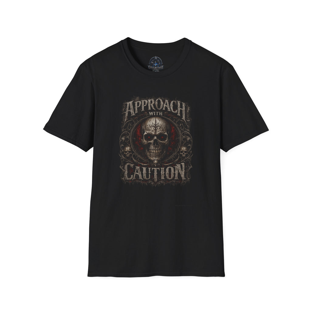 Approach With Caution Skull T-Shirt — Vintage Gothic Skull Tee