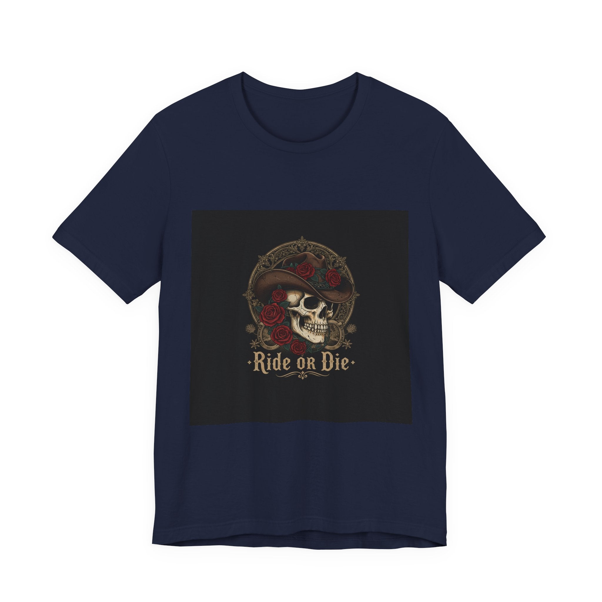 Ride or Die Skull Cowboy Tee | western skull art, gothic Americana