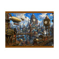 Steampunk Cityscape Poster — Vintage Airships & Clocktower Rolled Art Print
