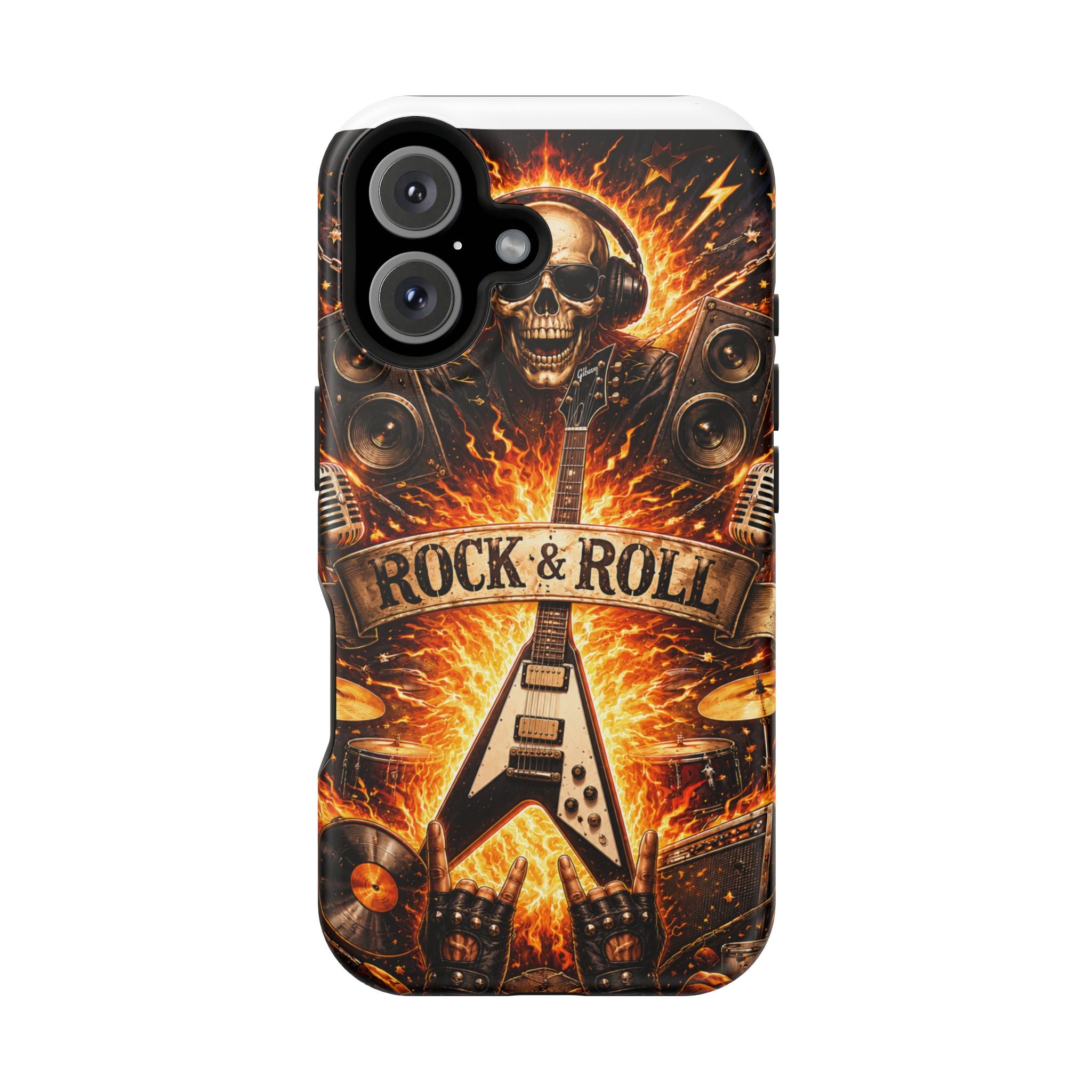 Rock & Roll Skull Guitar Phone Case — Magnetic Impact-Resistant