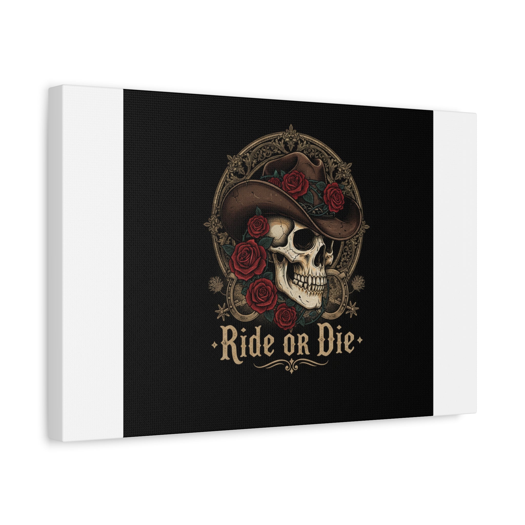 Ride or Die Skull Canvas | Western Skull Art, Gothic Americana