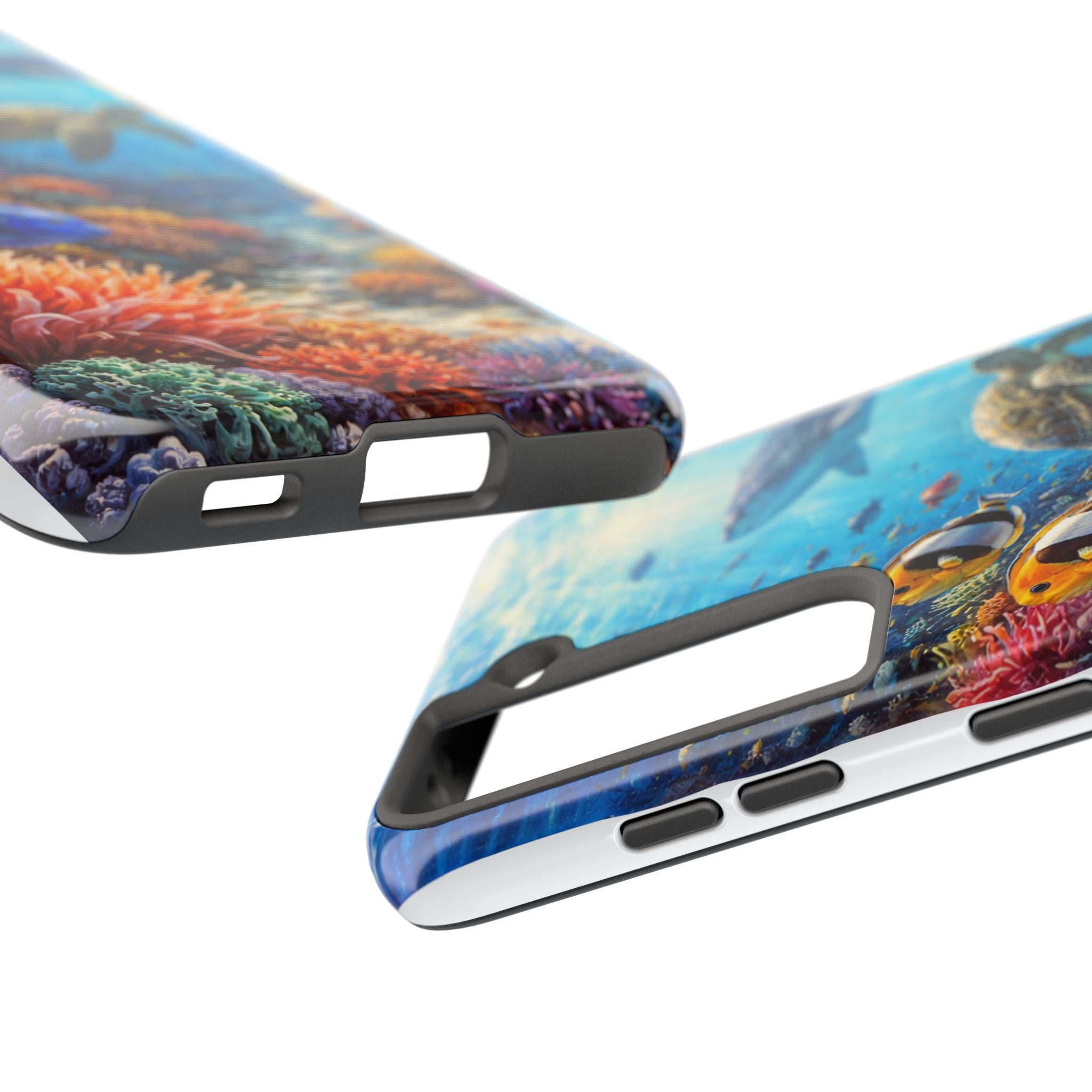 Ocean Reef Tough Phone Case — Colorful Sea Turtle & Tropical Fish Design