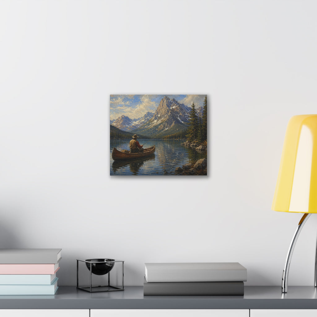 Mountain Lake Canoe Canvas Print
