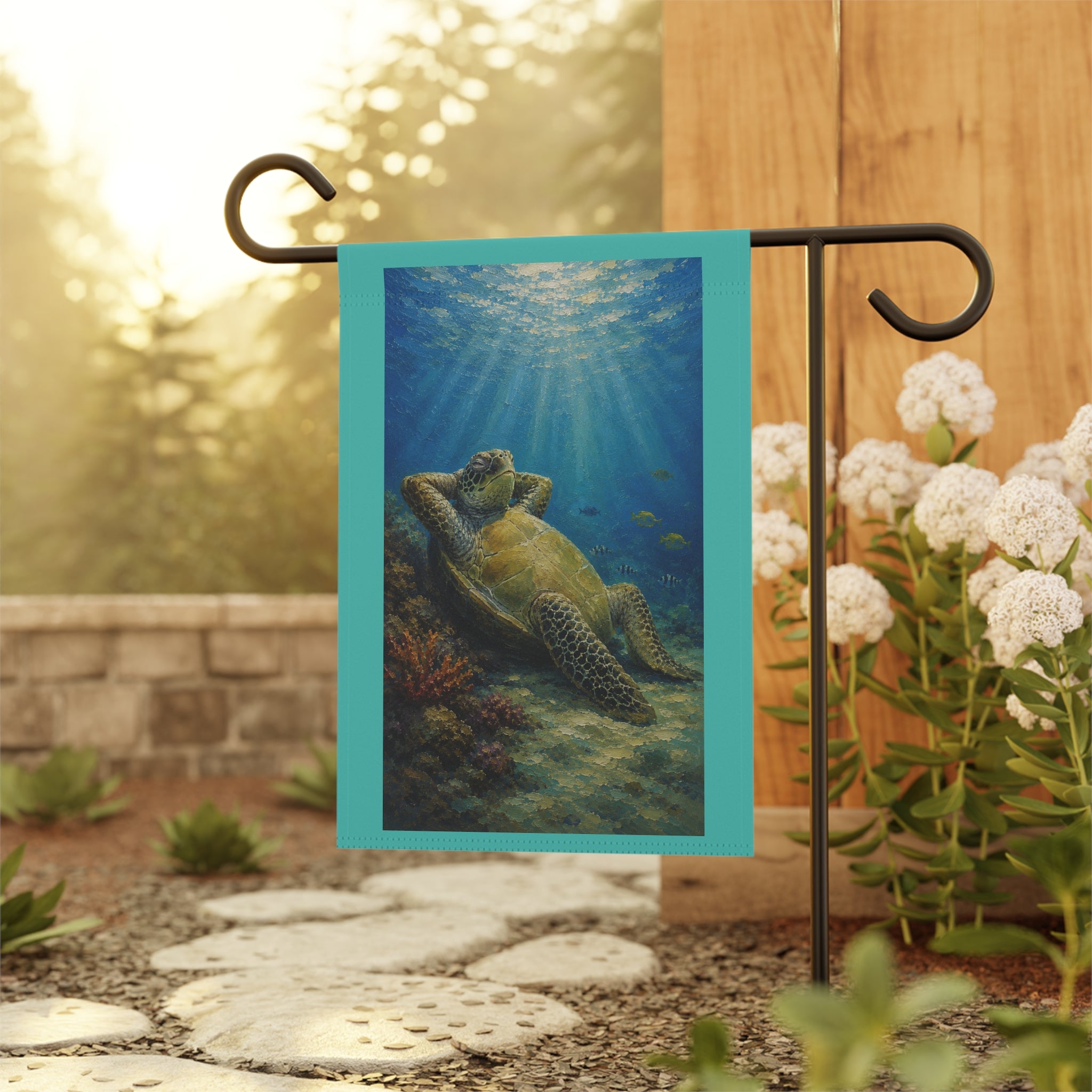 Sea Turtle Garden Flag - Relaxing Underwater Coastal House Banner