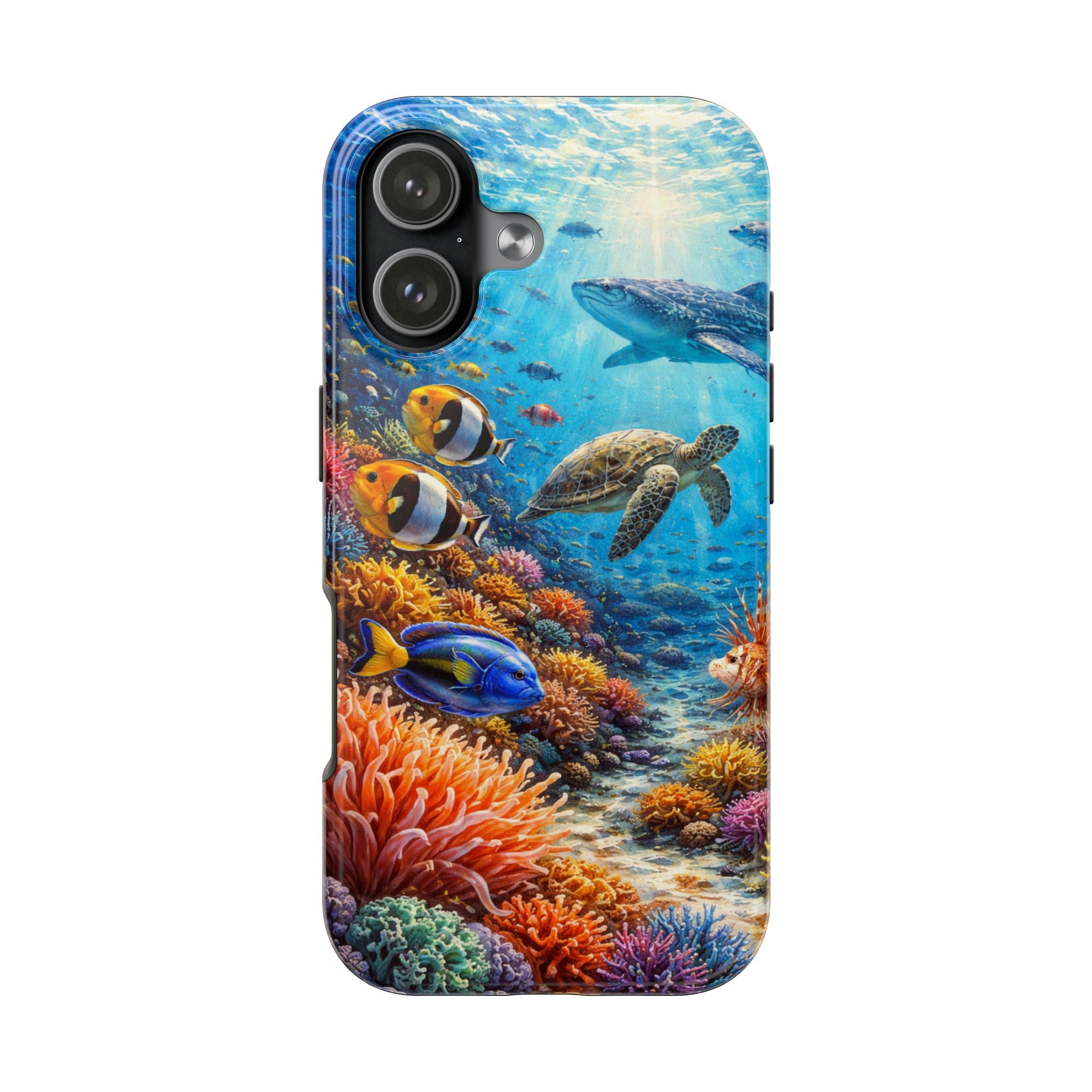 Ocean Reef Tough Phone Case — Colorful Sea Turtle & Tropical Fish Design