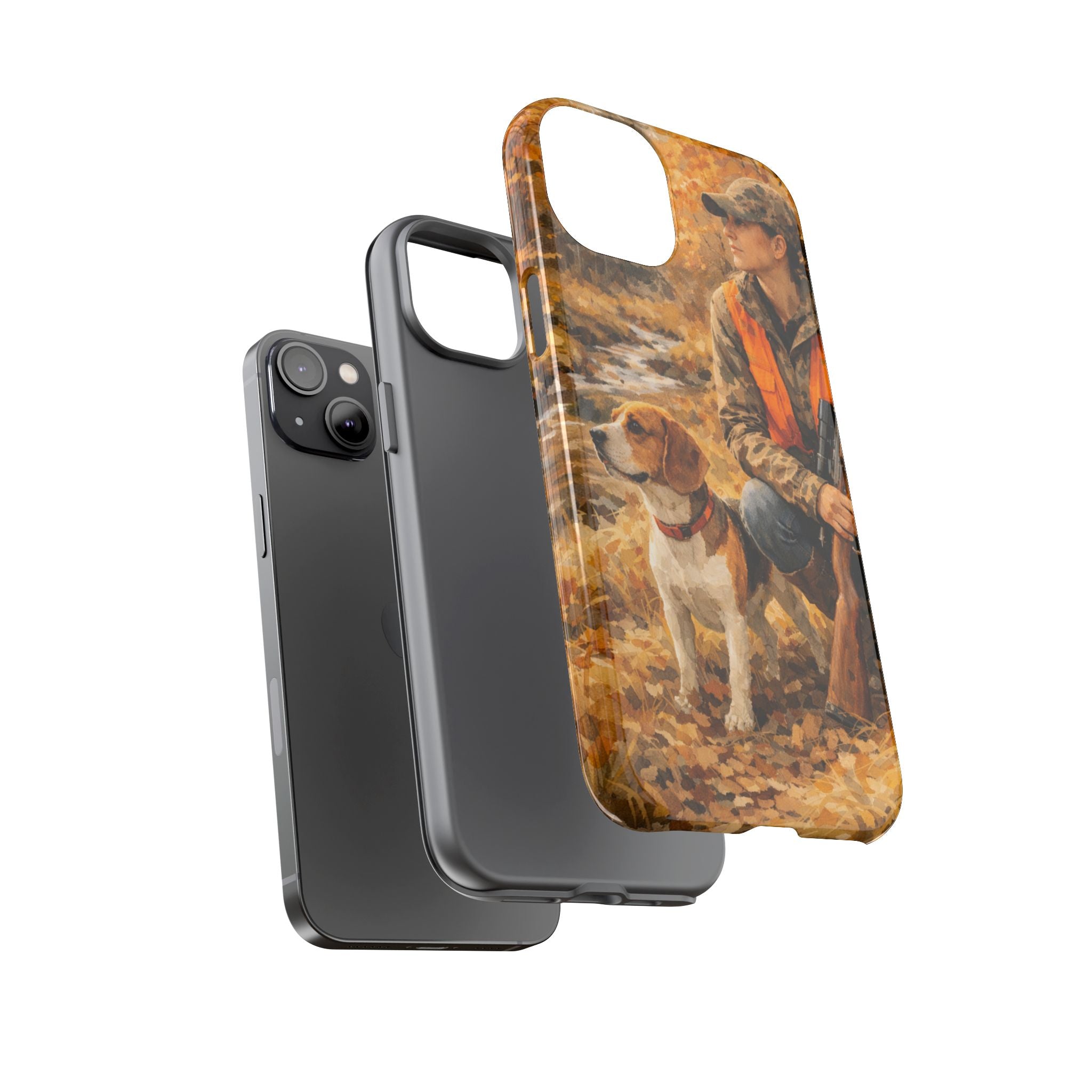 Hunter and Beagle Phone Case — Hunting Dog Autumn Camouflage iPhone Cover