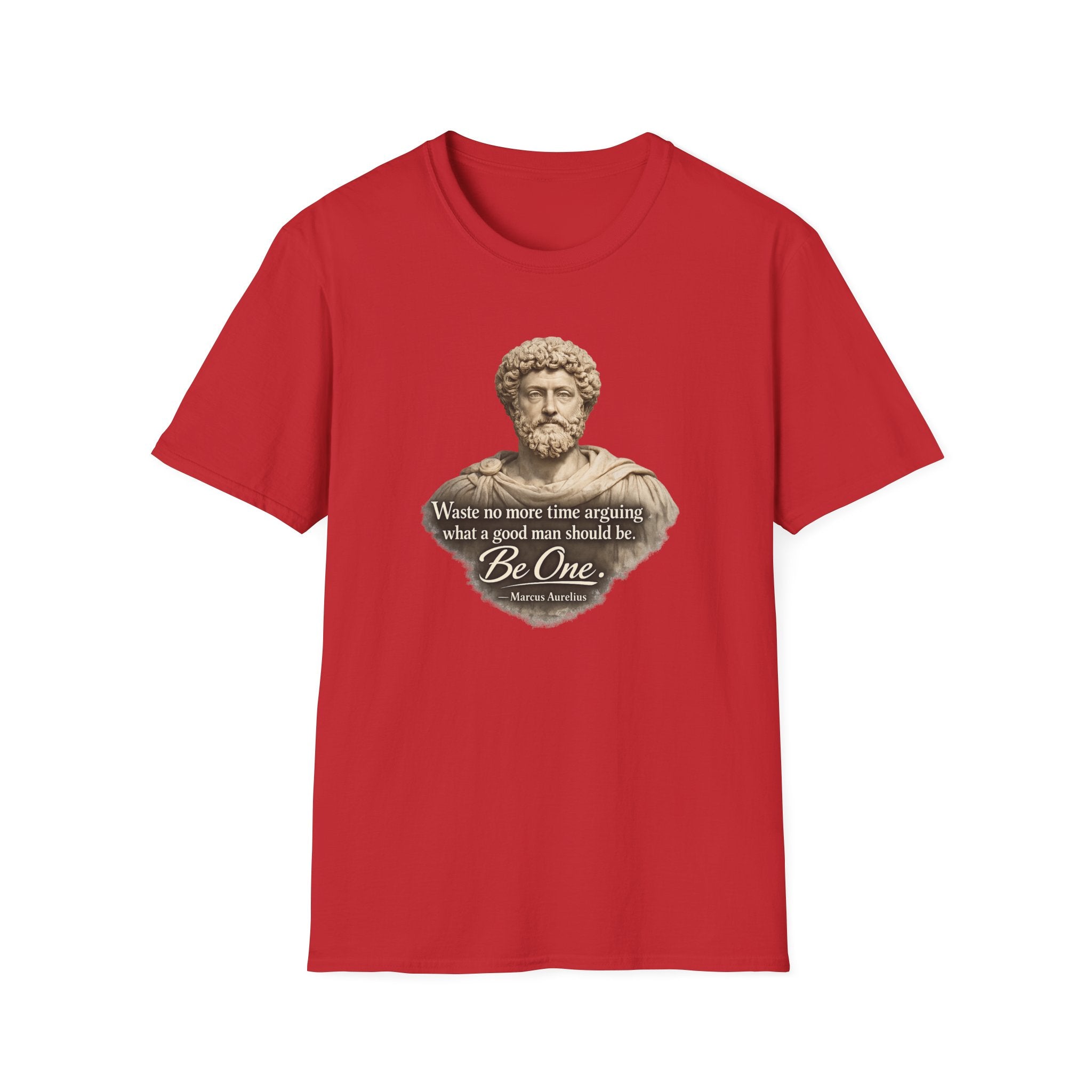 Marcus Aurelius Bust T-Shirt – “Waste No More Time Arguing” Stoic Quote Tee