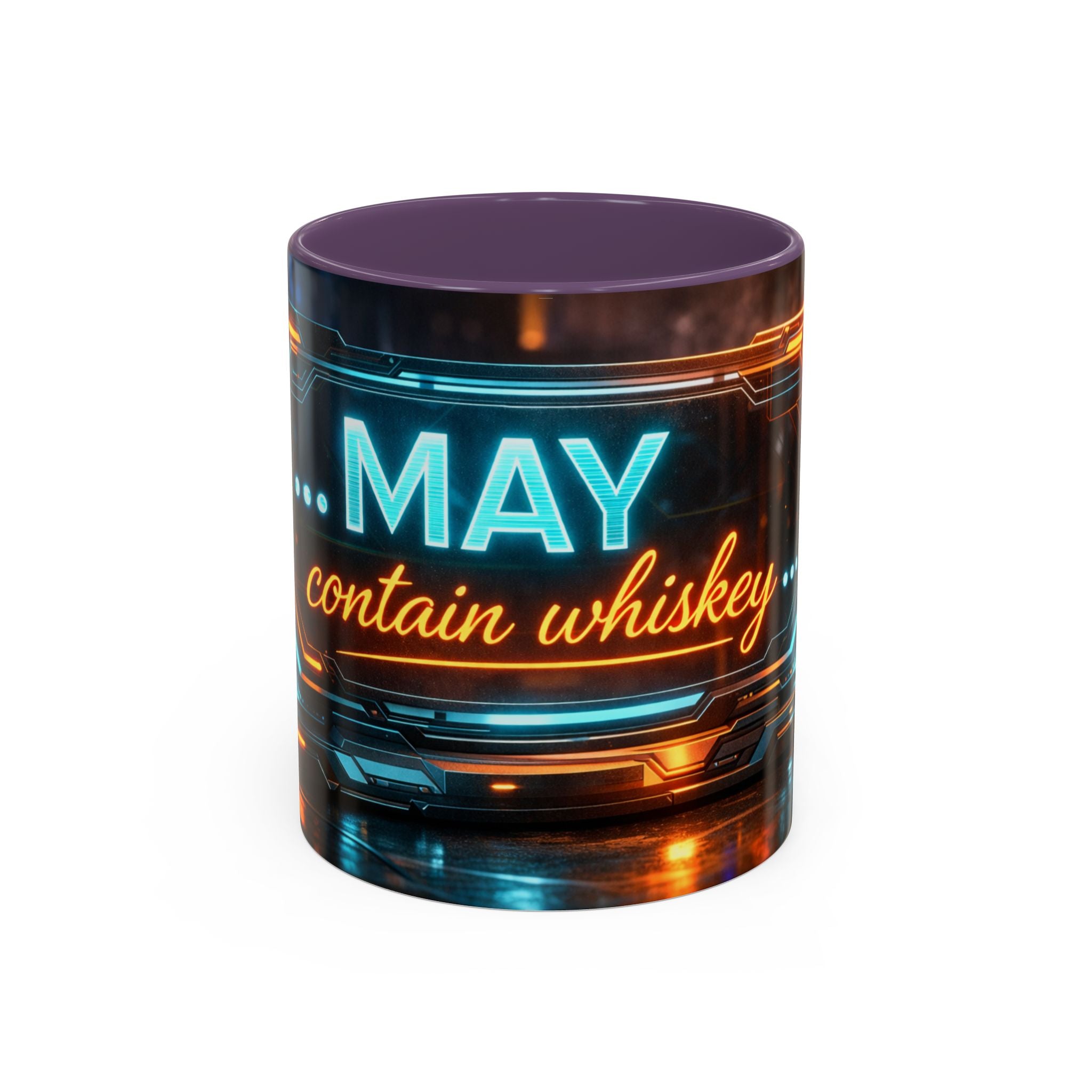 Coffee Mug — Neon Sign “May Contain Whiskey” Accent Mug (11/15 oz)