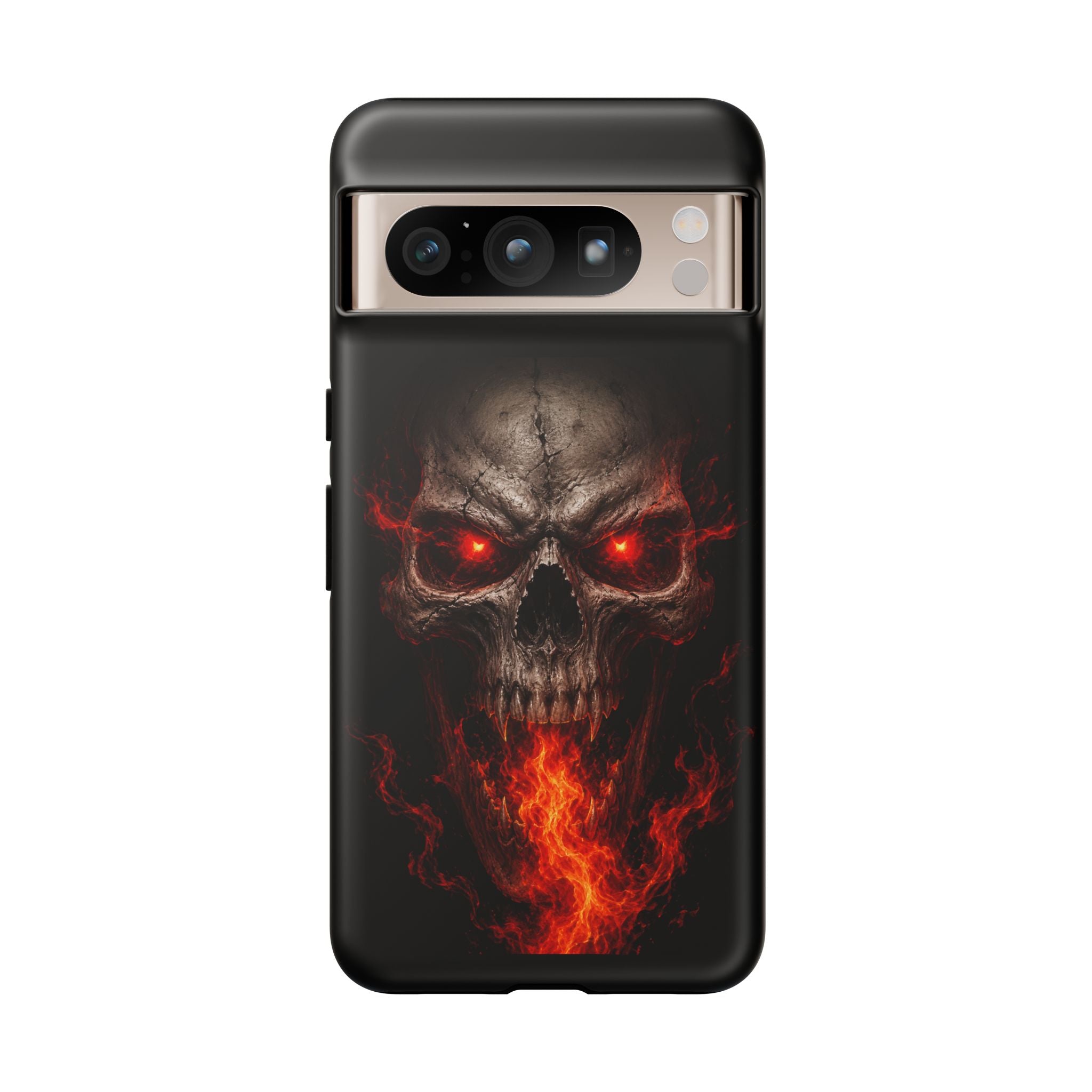 Flaming Skull Tough Case — Heavy-Duty Phone Case with Red-Eye Skull Design