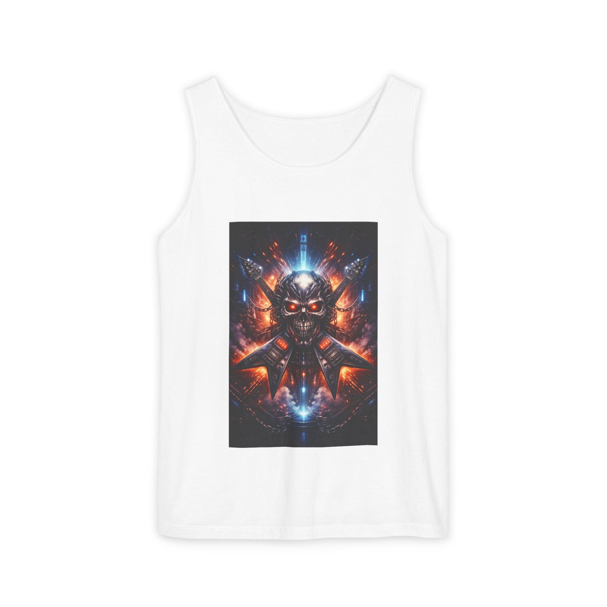 Skull Cyberpunk Tank Top — Neon Sci‑Fi Demon Graphic