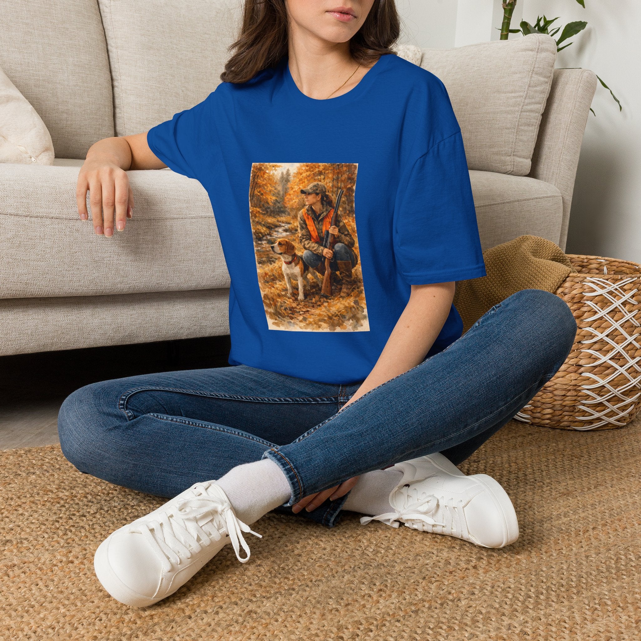 Hunting With Dog Tee — Autumn Camouflage Retriever Forest Shirt