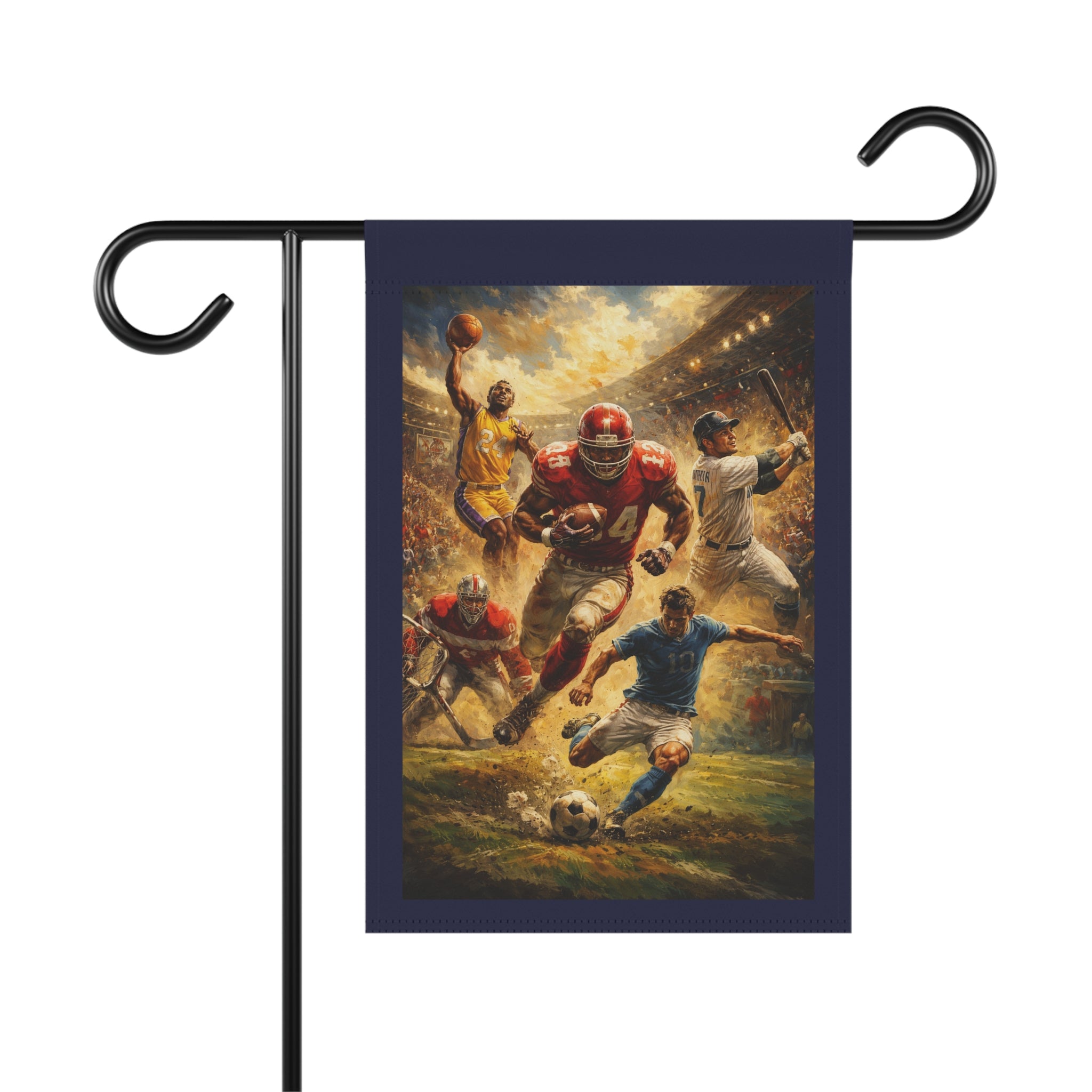 Sports Collage Garden Flag - Football, Basketball, Soccer & Baseball Outdoor Banner