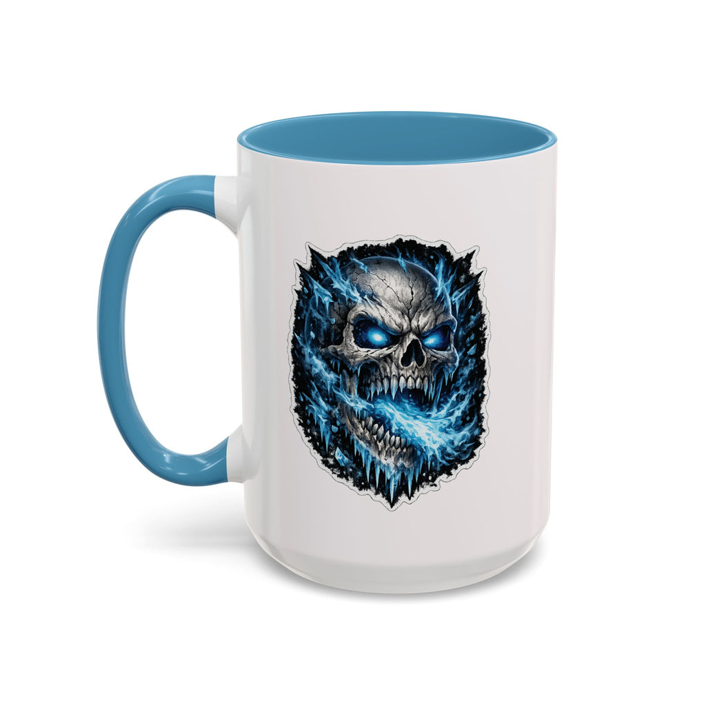 Blue Lightning Skull Accent Coffee Mug – Gothic Horror Coffee Cup (11/15oz)