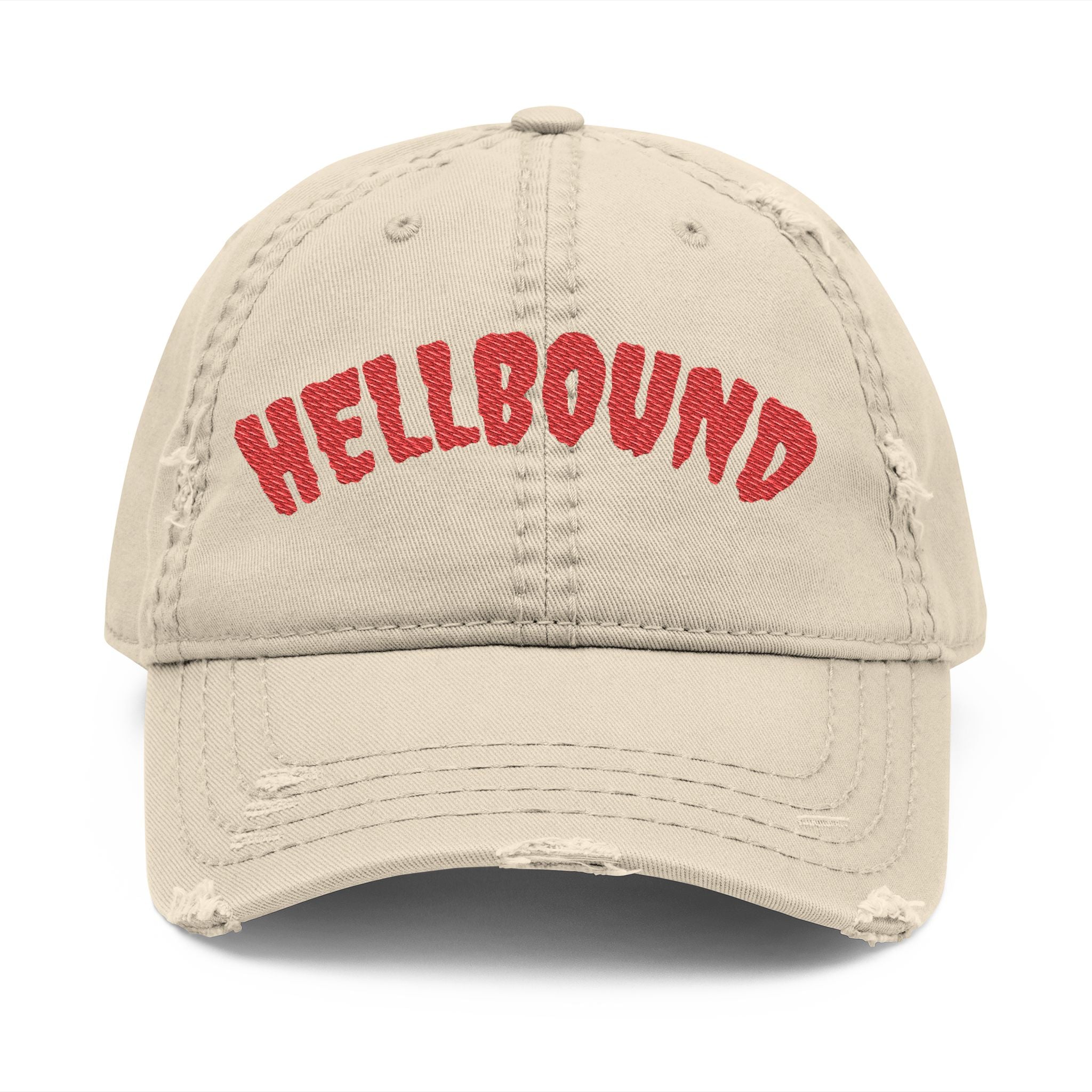 Hellbound Distressed Dad Hat — Embroidered Vintage Baseball Cap