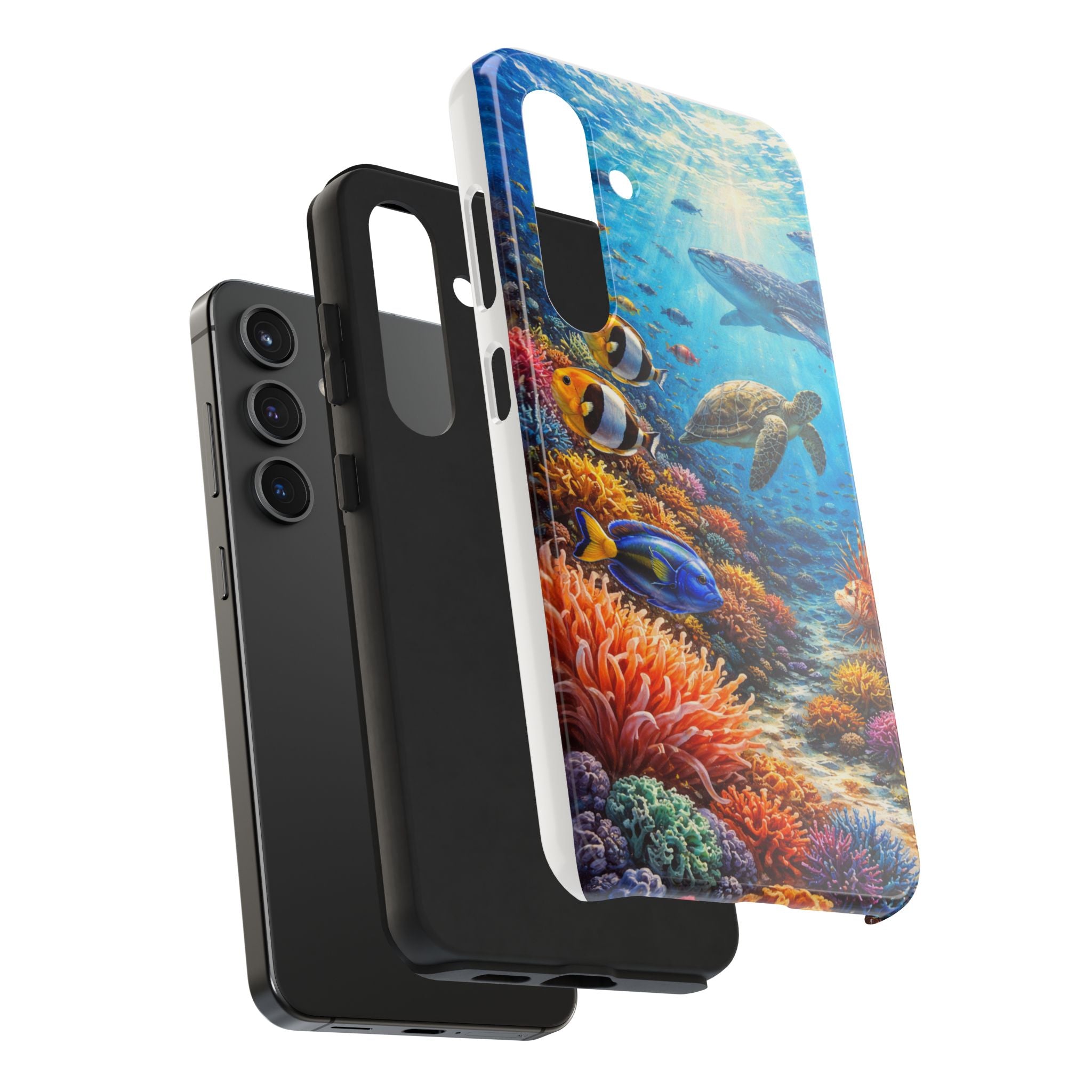 Ocean Reef Tough Phone Case — Colorful Sea Turtle & Tropical Fish Design