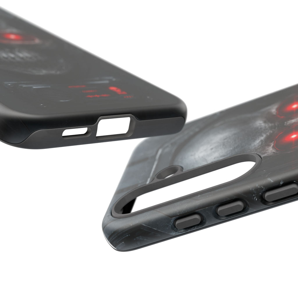 Skull Sentinel Phone Case — Red-Eyed Tactical Skull Protective Case