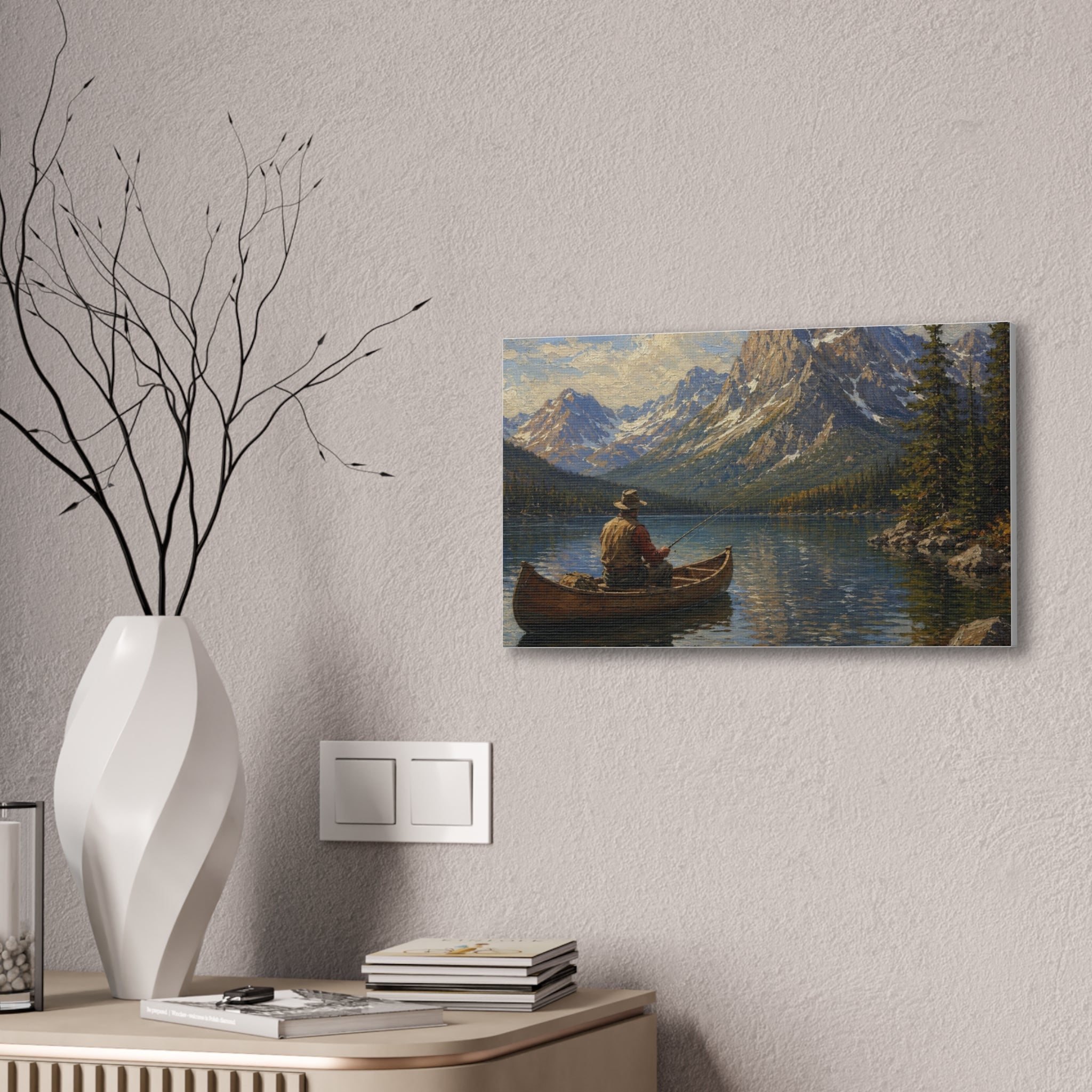 Mountain Lake Canoe Canvas Print