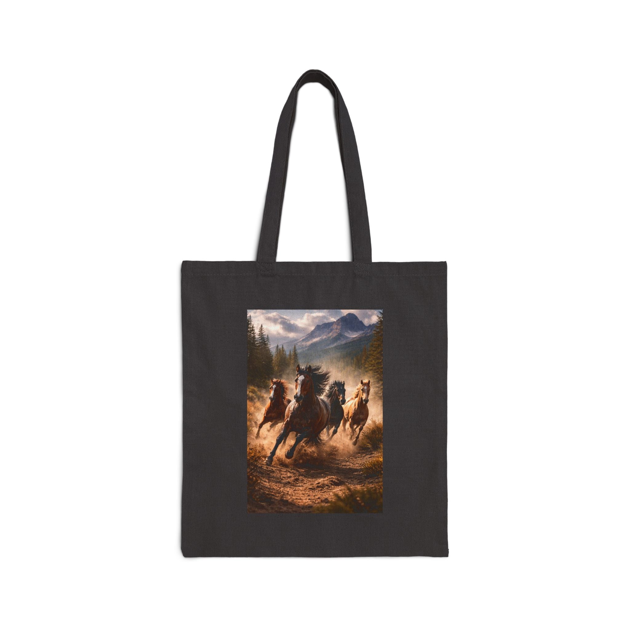 Canvas Tote — Galloping Wild Horses Scenic Print