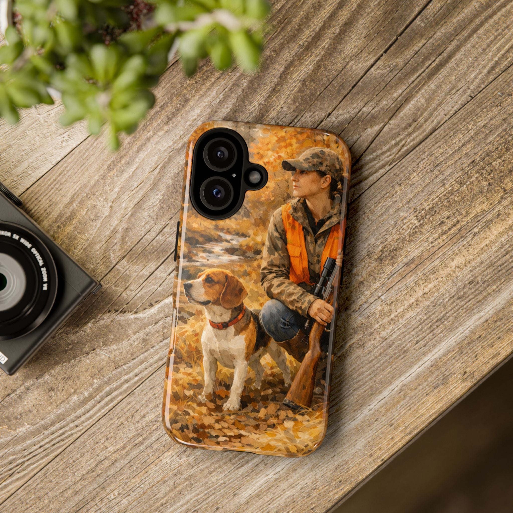 Hunter and Beagle Phone Case — Hunting Dog Autumn Camouflage iPhone Cover