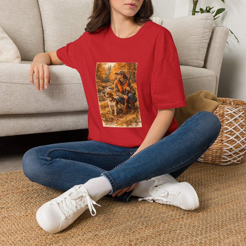 Hunting With Dog Tee — Autumn Camouflage Retriever Forest Shirt