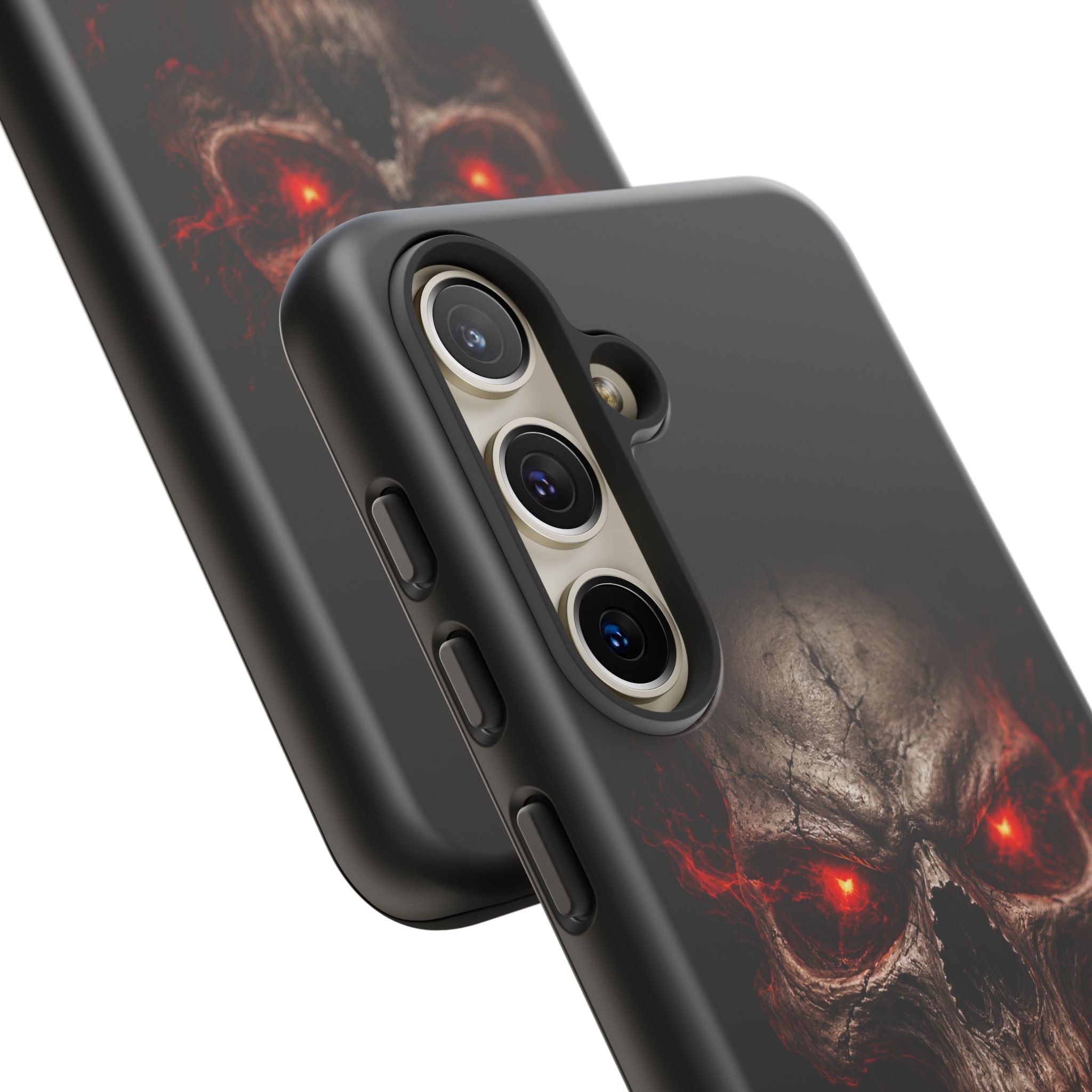 Flaming Skull Tough Case — Heavy-Duty Phone Case with Red-Eye Skull Design