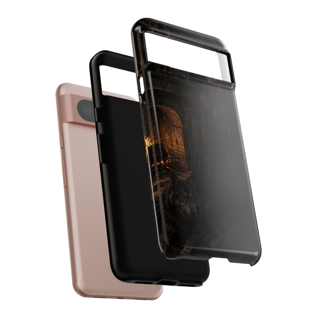 Gothic Witch Phone Case — Dark Fantasy Wolf & Fireplace Tough Case