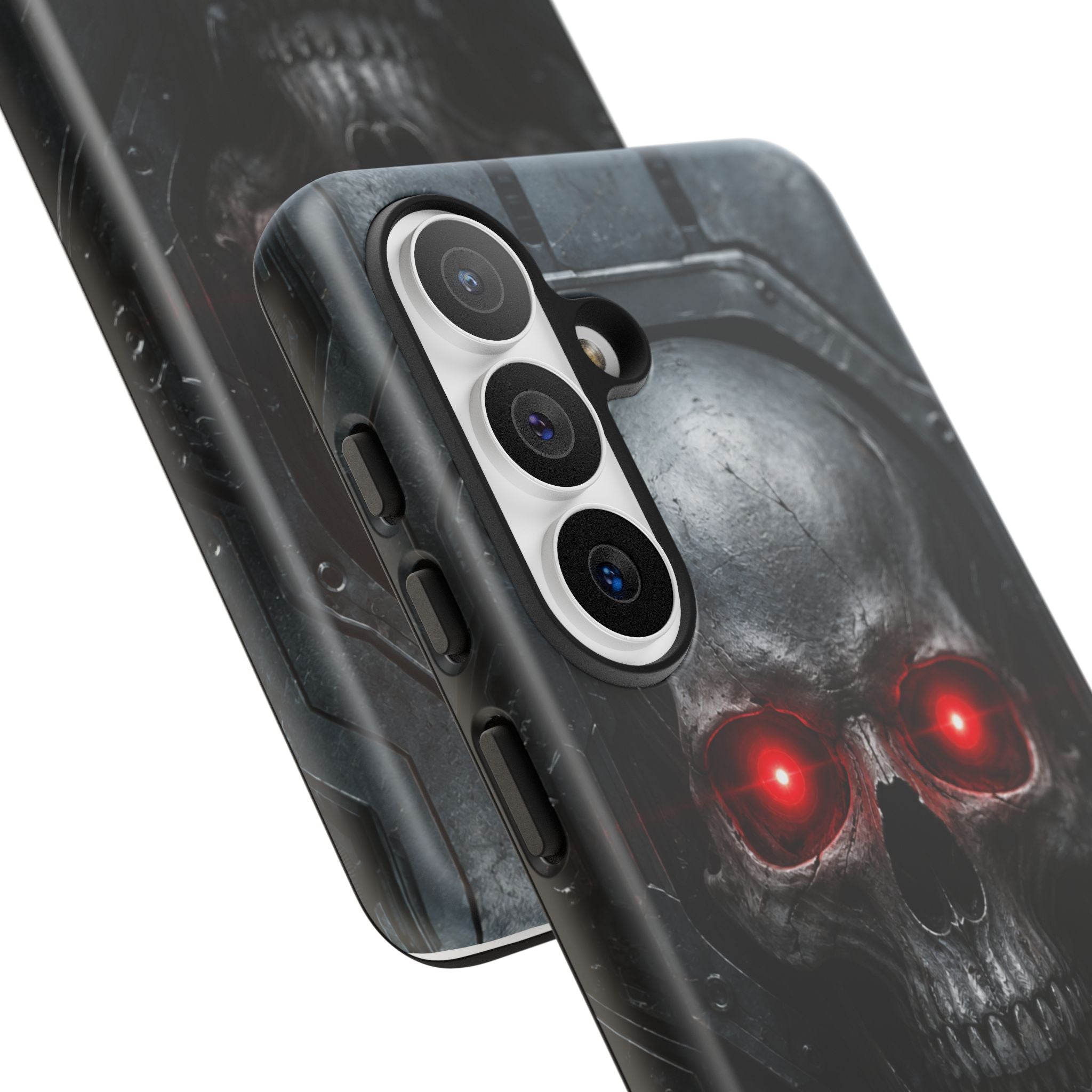 Skull Sentinel Phone Case — Red-Eyed Tactical Skull Protective Case