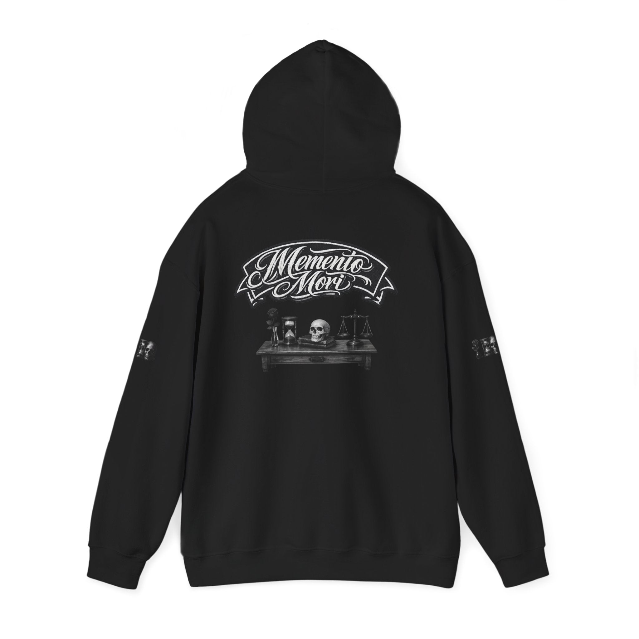 Premium Hoodie — 'Memento Mori' Skull & Scales Graphic Hoodie