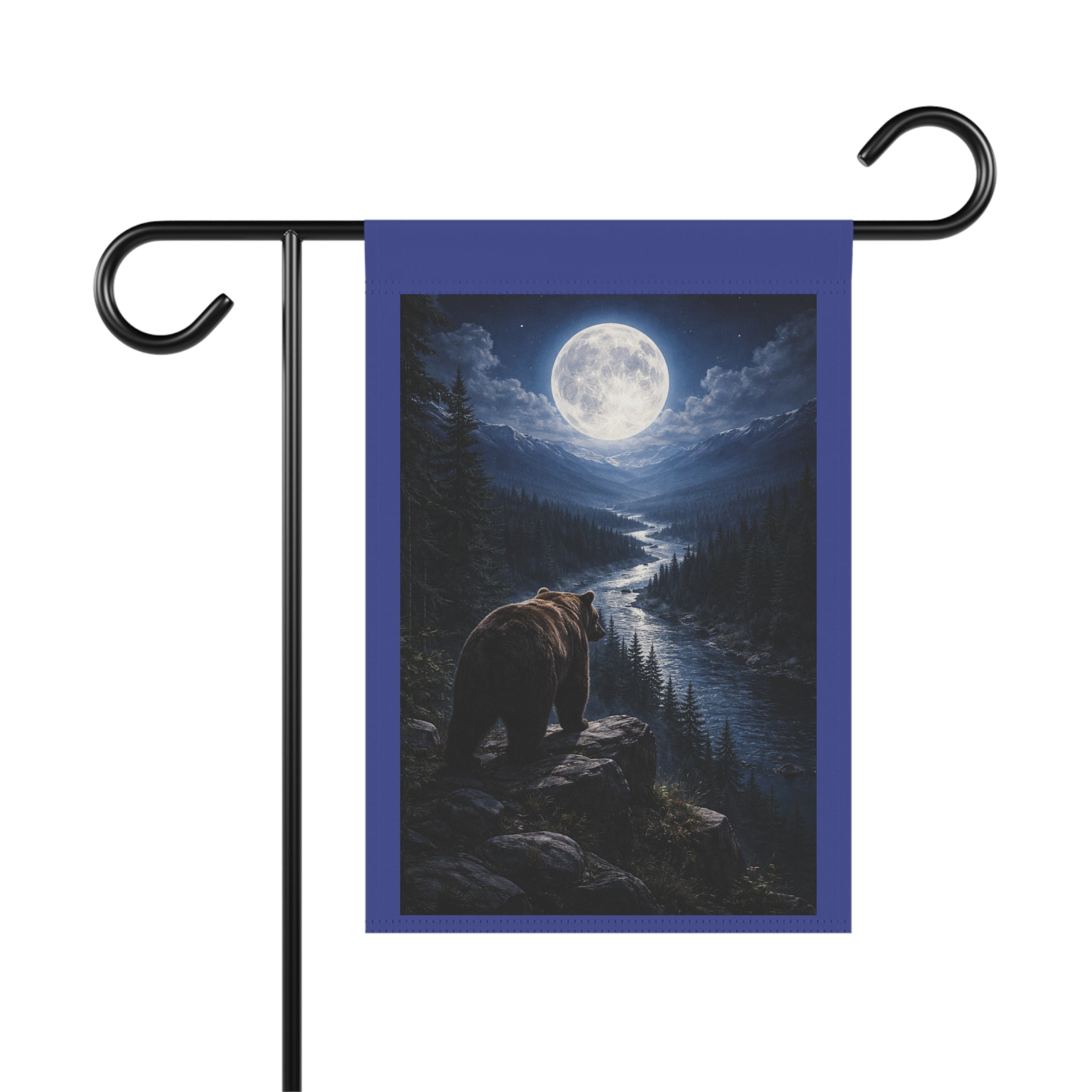 Garden Flag — Moonlit Bear Night Scenic Garden Banner
