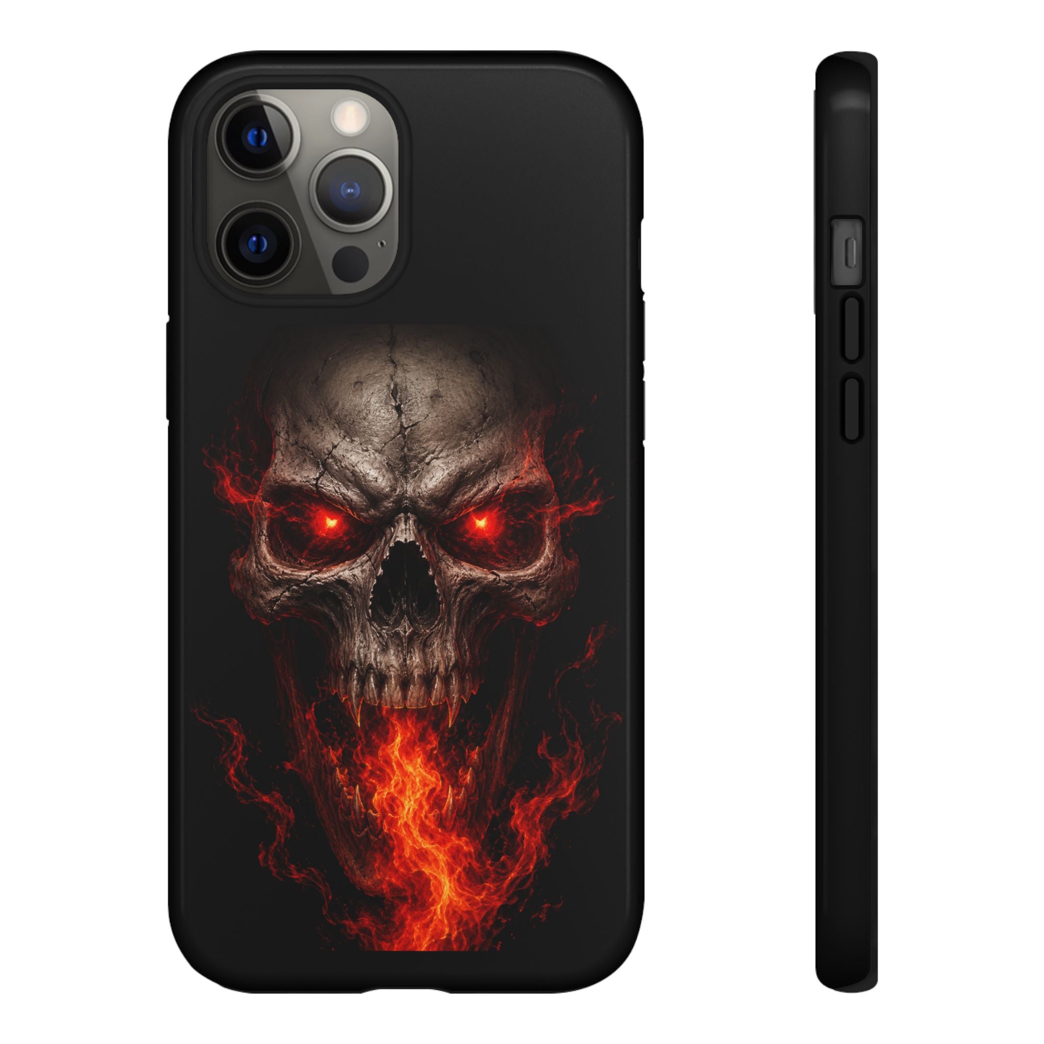 Flaming Skull Tough Case — Heavy-Duty Phone Case with Red-Eye Skull Design