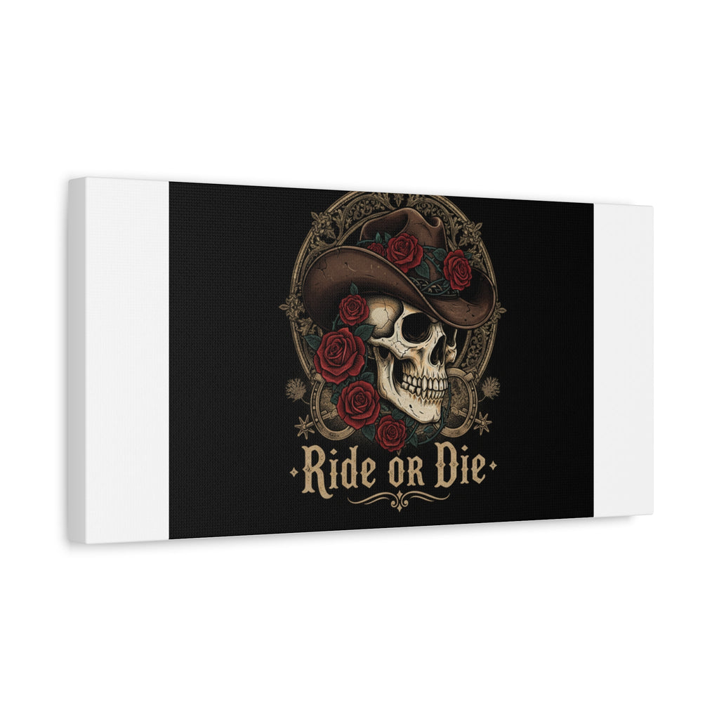 Ride or Die Skull Canvas | Western Skull Art, Gothic Americana