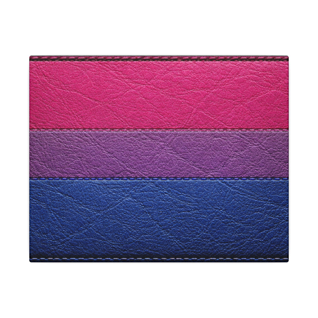 Bisexual Pride Flag Canvas Wall Art — Leather Patch Style Matte Print