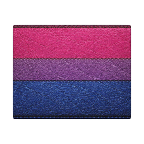 Bisexual Pride Flag Canvas Wall Art — Leather Patch Style Matte Print