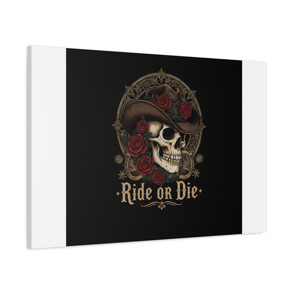 Ride or Die Skull Canvas | Western Skull Art, Gothic Americana