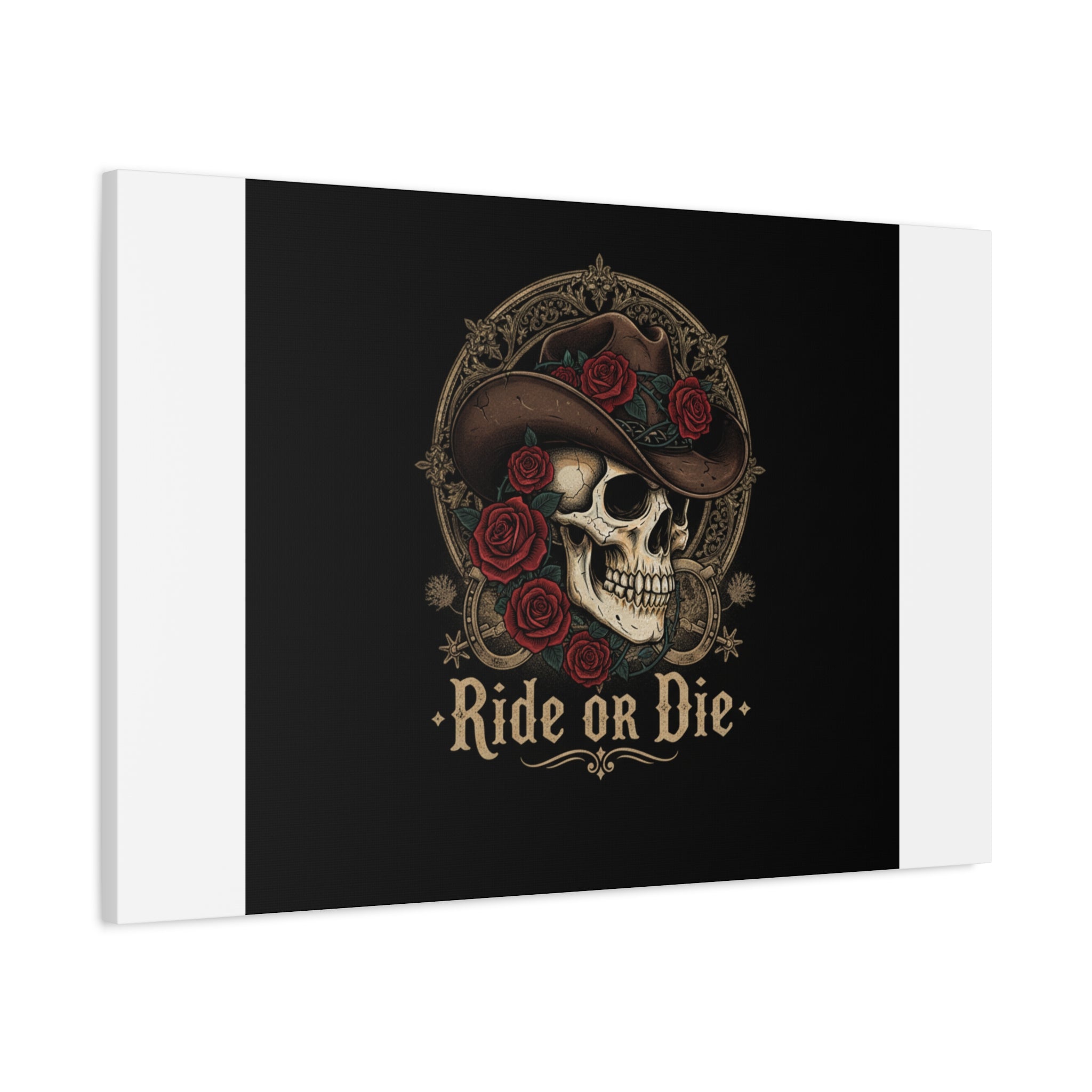 Ride or Die Skull Canvas | Western Skull Art, Gothic Americana