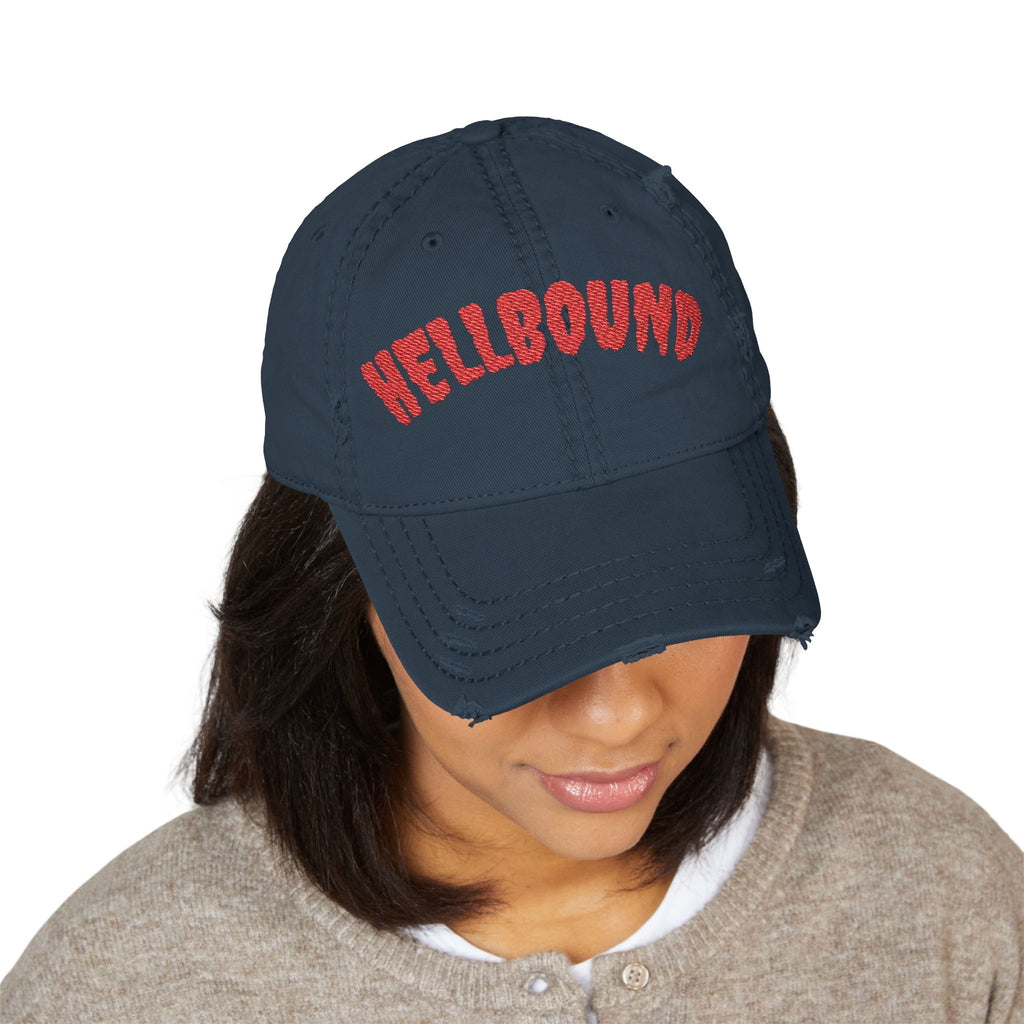 Hellbound Distressed Dad Hat — Embroidered Vintage Baseball Cap