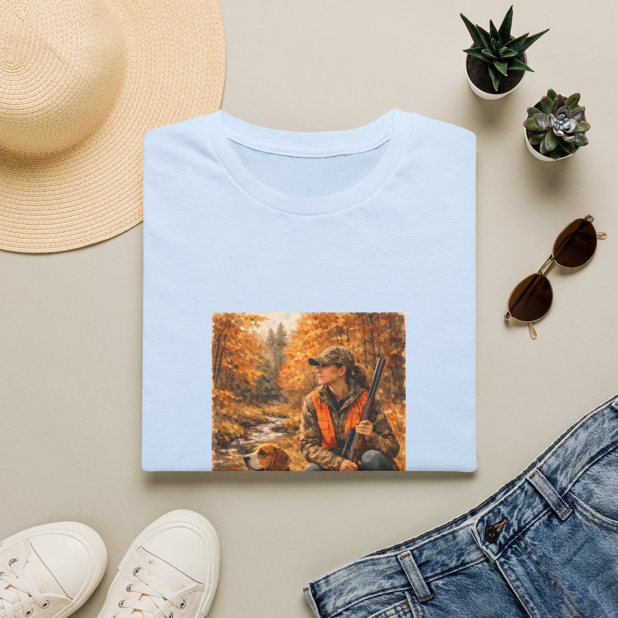 Hunting With Dog Tee — Autumn Camouflage Retriever Forest Shirt