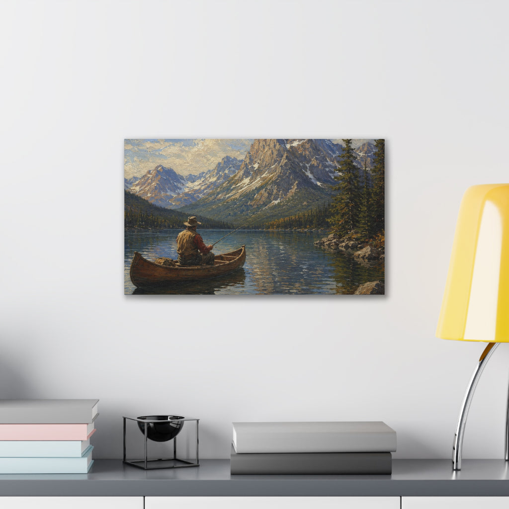 Mountain Lake Canoe Canvas Print