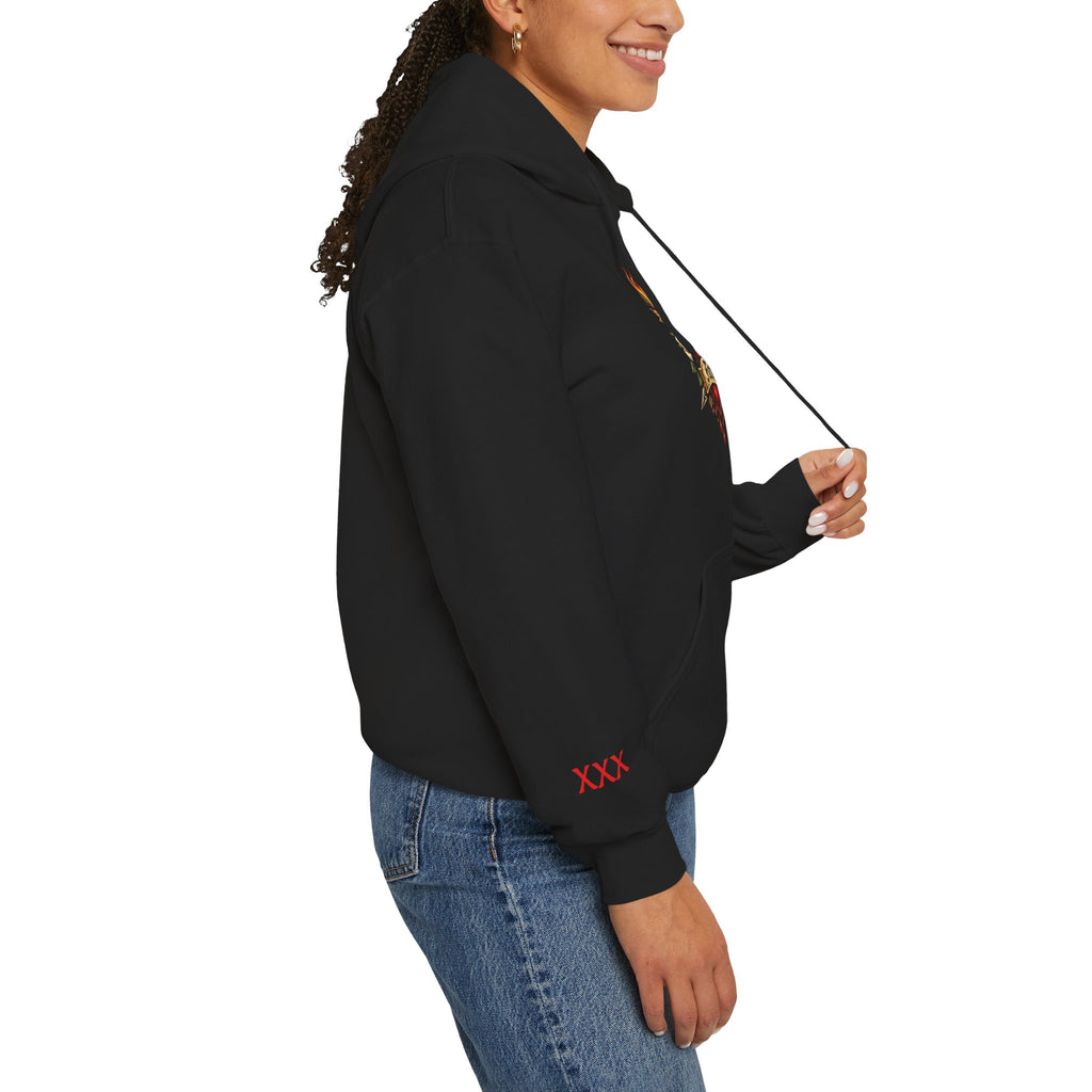Amor Fati Flaming Heart Hoodie — Tattoo-Style Motivational Pullover