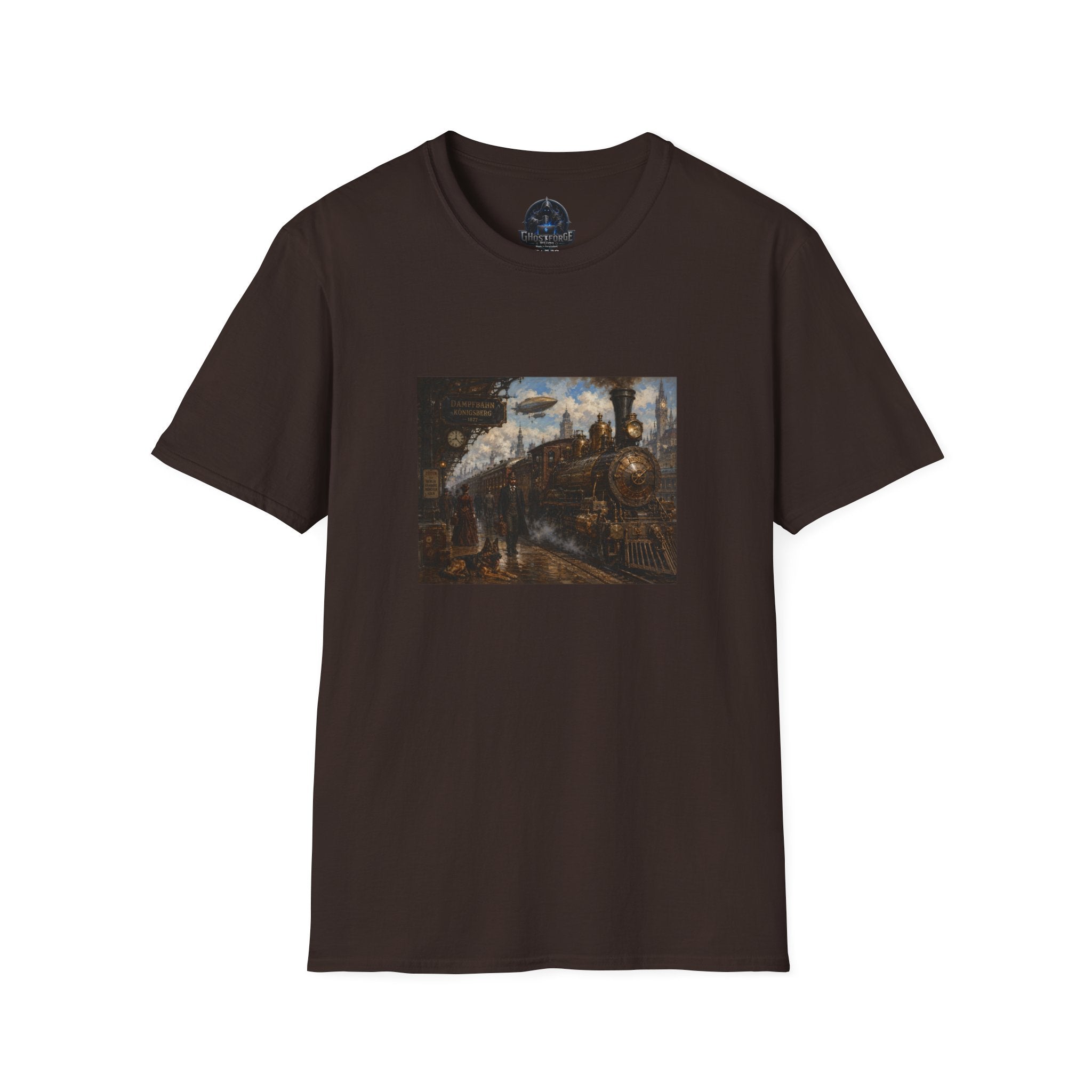 Steampunk Steamtrain T‑Shirt — Vintage Airship & Locomotive Art Tee