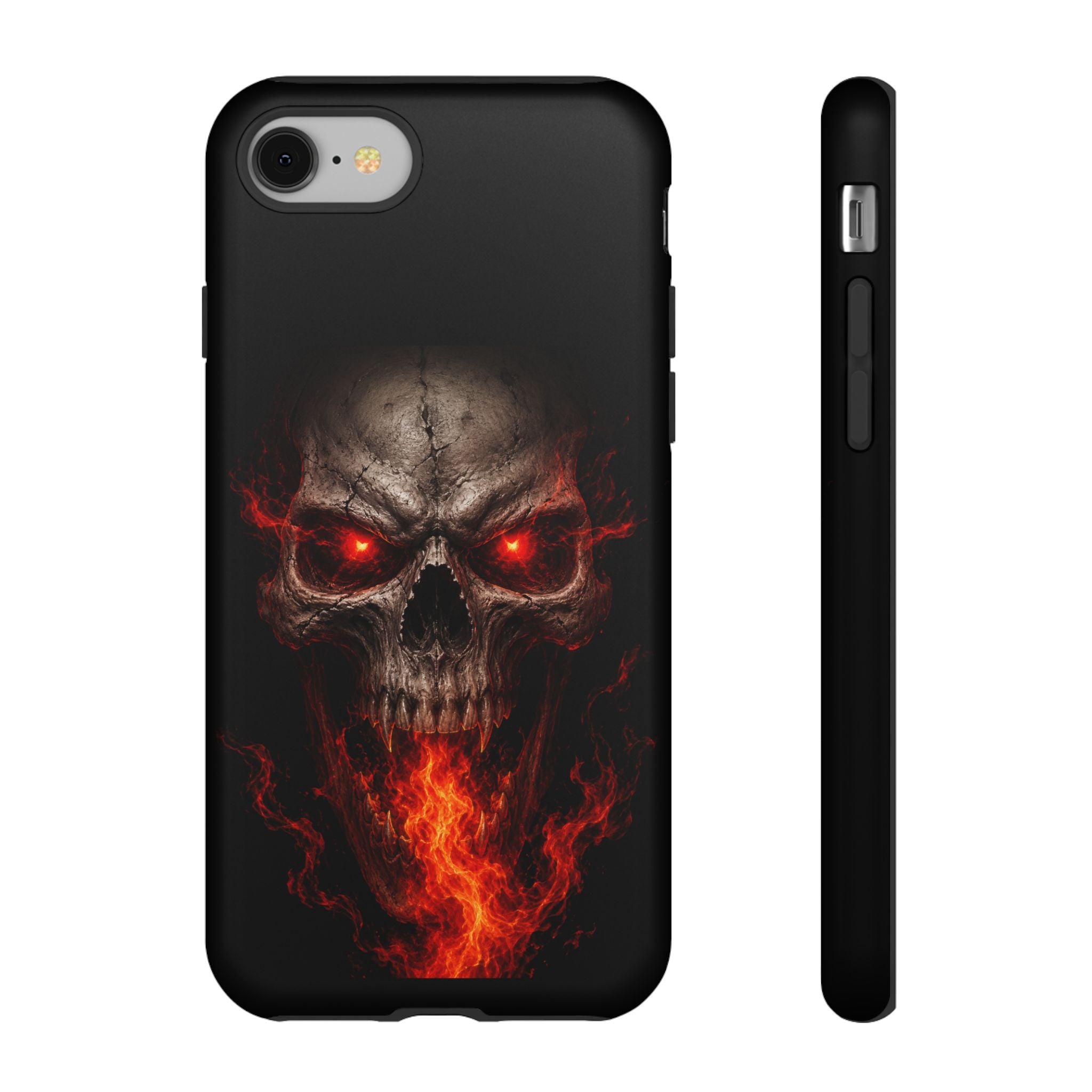 Flaming Skull Tough Case — Heavy-Duty Phone Case with Red-Eye Skull Design