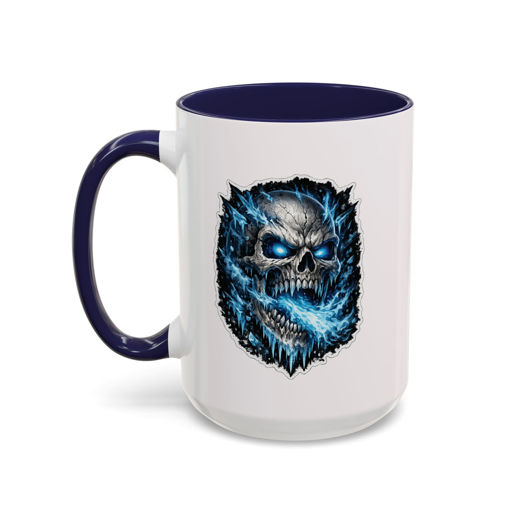 Blue Lightning Skull Accent Coffee Mug – Gothic Horror Coffee Cup (11/15oz)