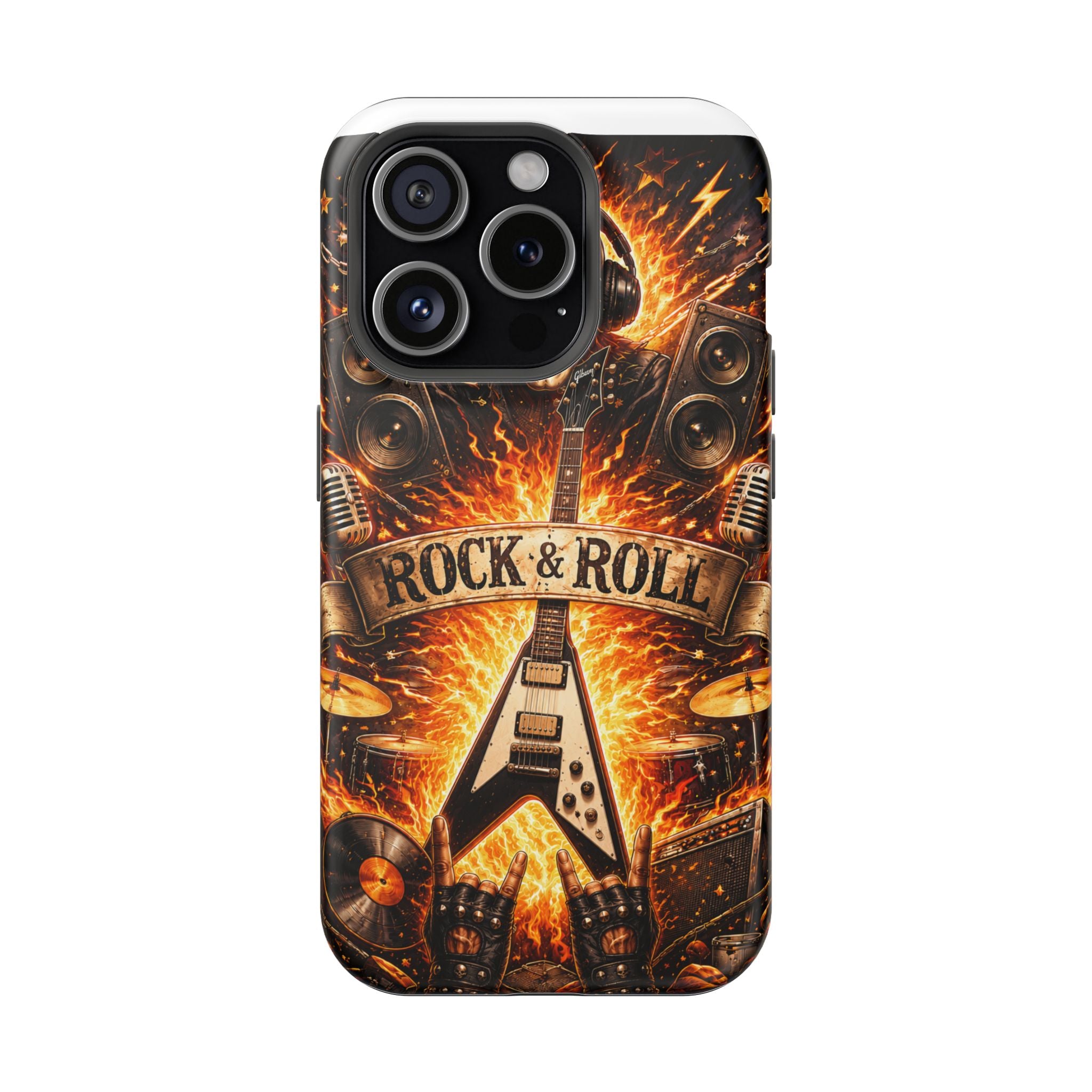 Rock & Roll Skull Guitar Phone Case — Magnetic Impact-Resistant