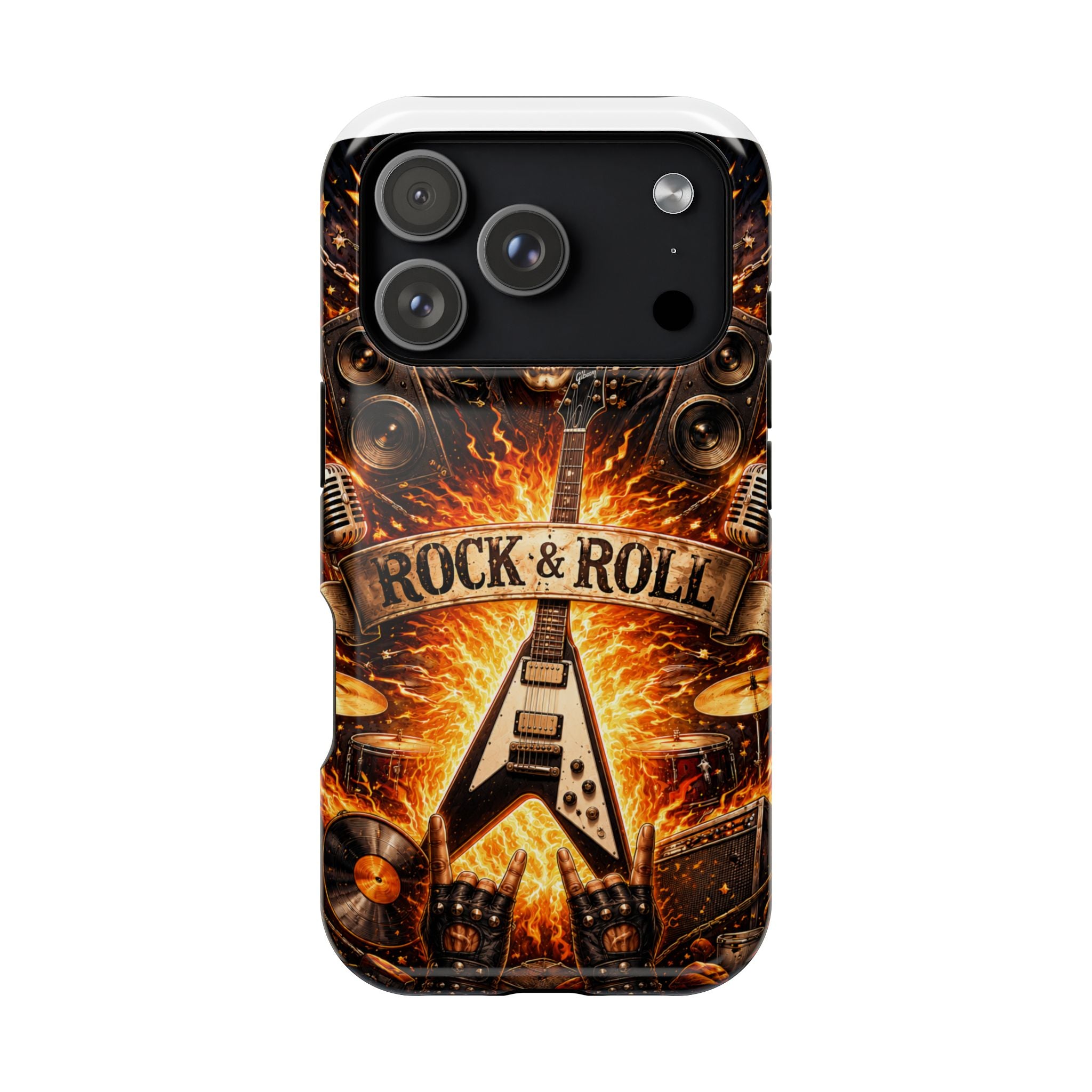 Rock & Roll Skull Guitar Phone Case — Magnetic Impact-Resistant