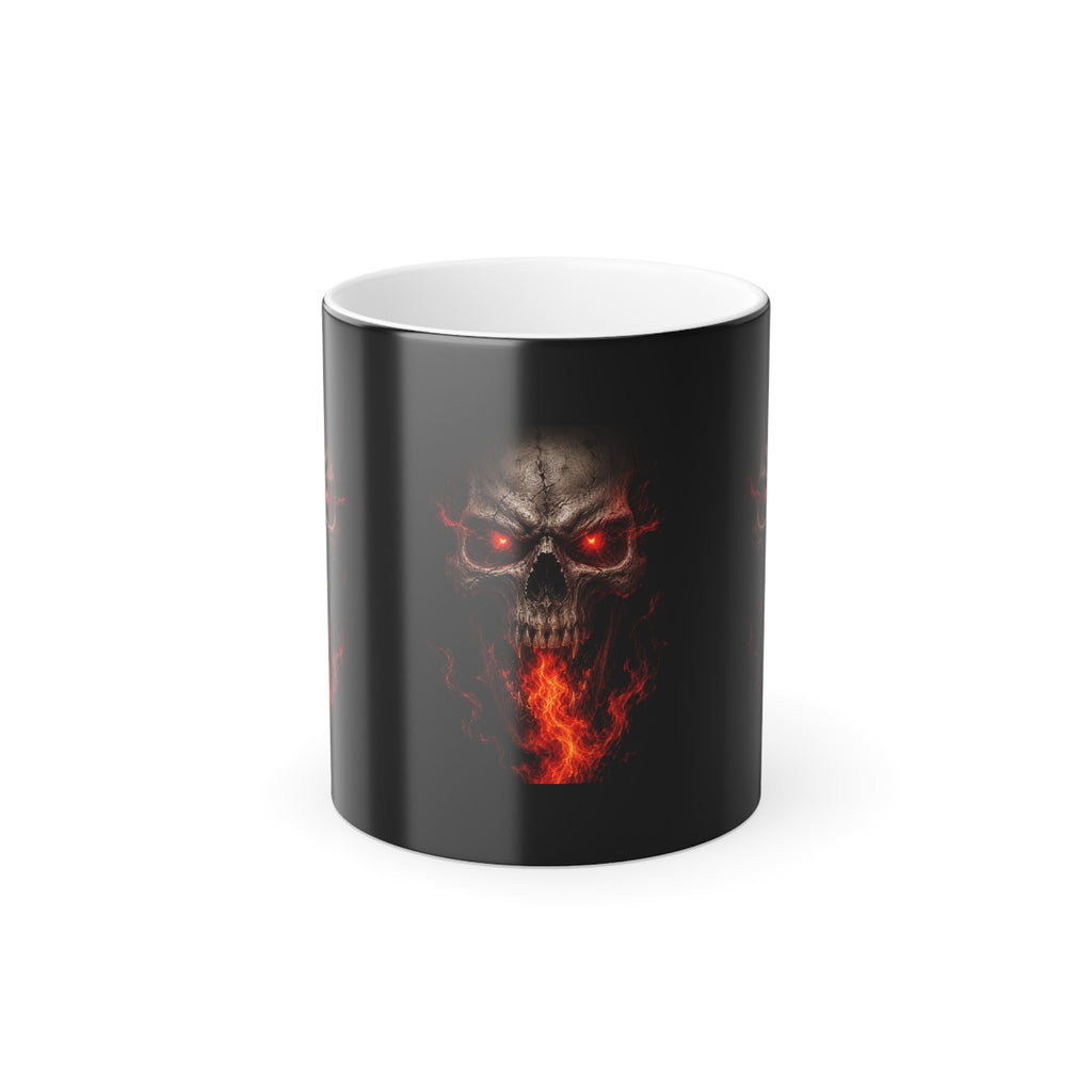 Color-Changing 11oz Mug — Fiery Skull Heat Reveal
