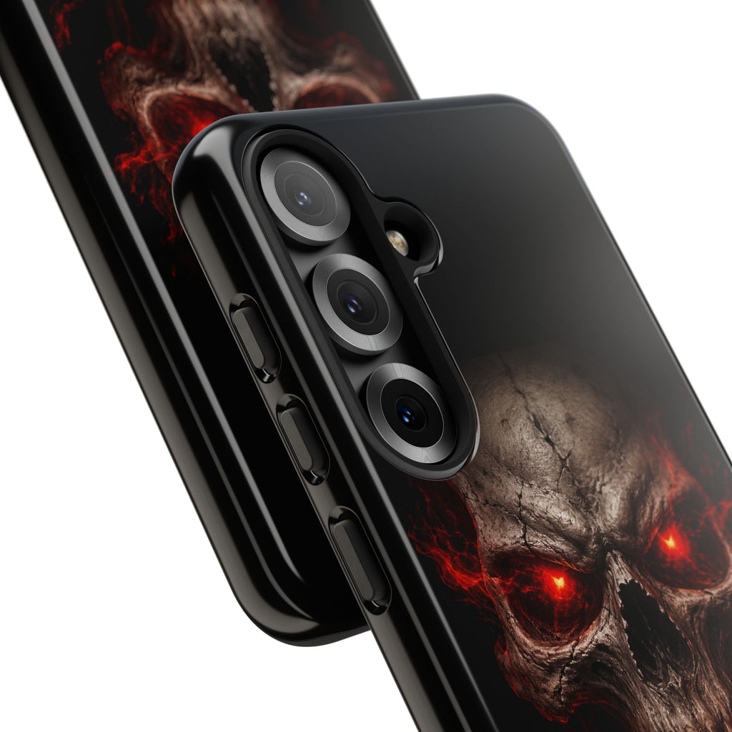 Flaming Skull Tough Case — Heavy-Duty Phone Case with Red-Eye Skull Design