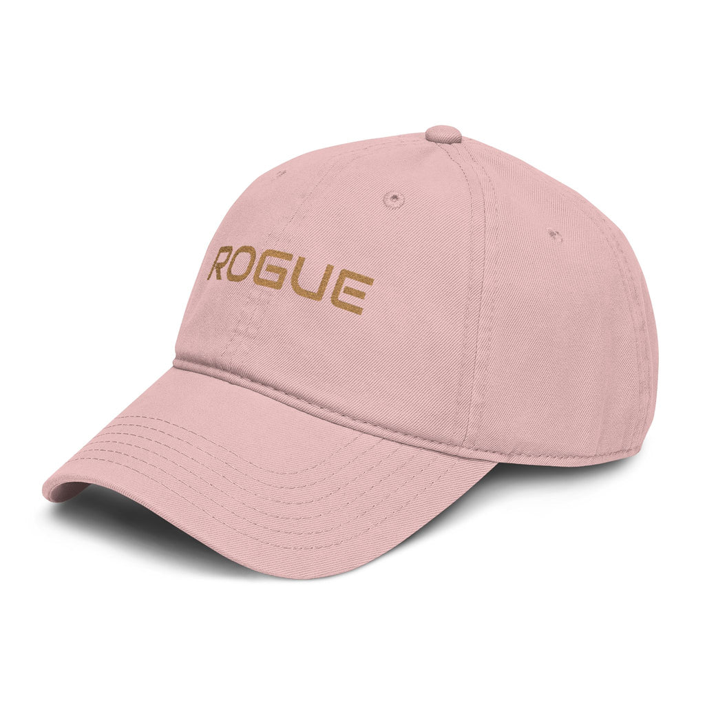 Rogue Embroidered Washed Baseball Cap — Vintage Gray Dad Hat with Gold Stitching