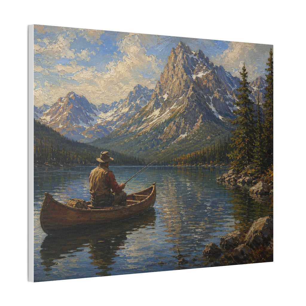 Mountain Lake Canoe Canvas Print