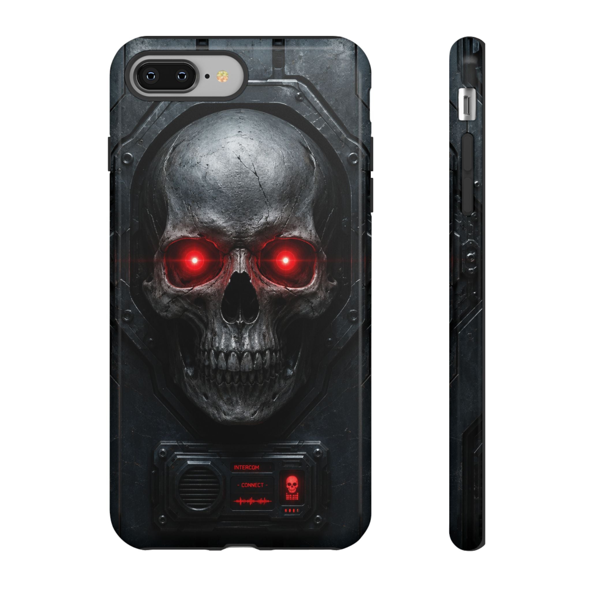 Skull Sentinel Phone Case — Red-Eyed Tactical Skull Protective Case